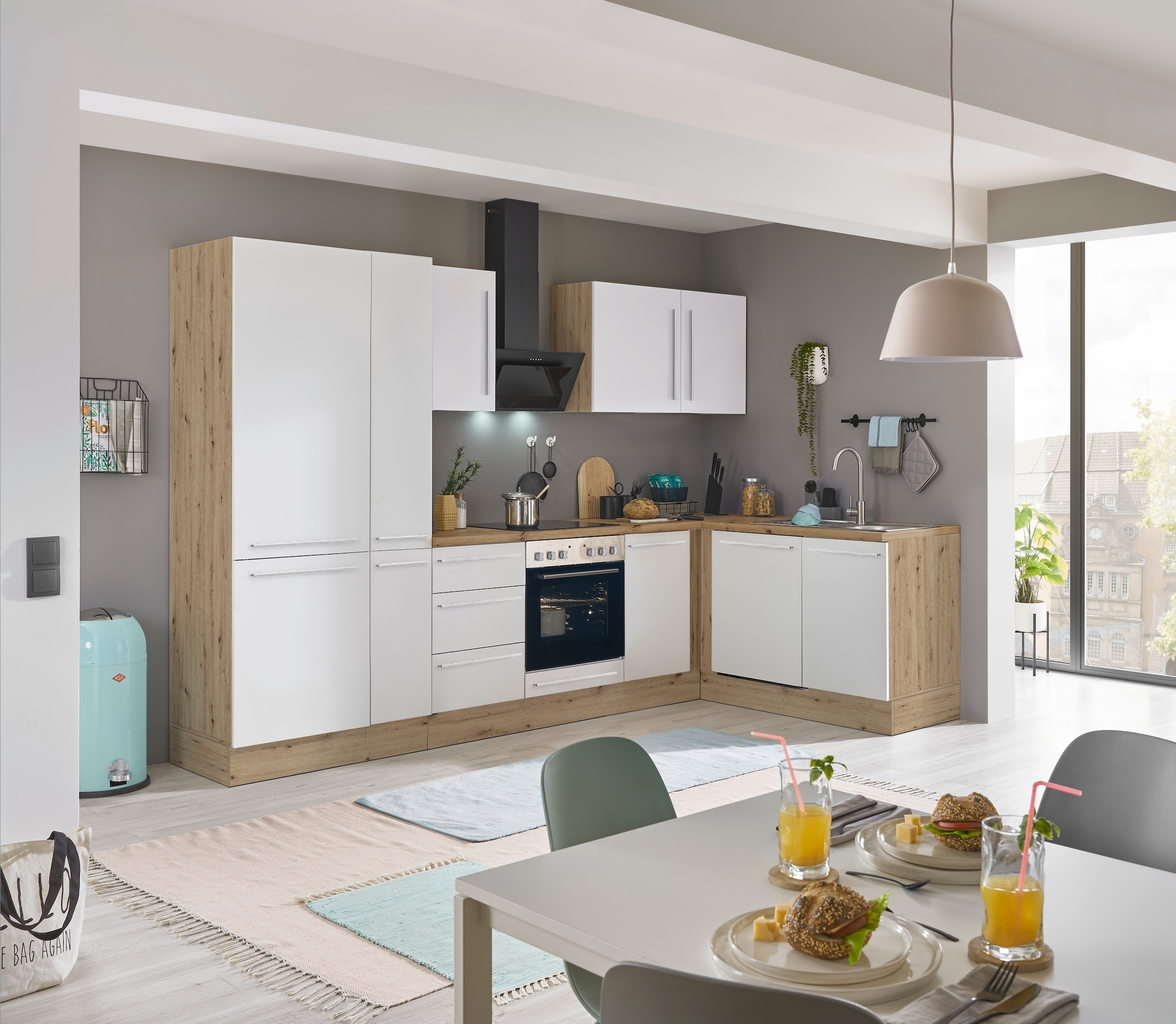 KOCHSTATION Winkelküche »Florida, Stellbreite 310x175 cm«, wahlweise mit E-Geräten, mit Softclose für Türen und Schubkästen