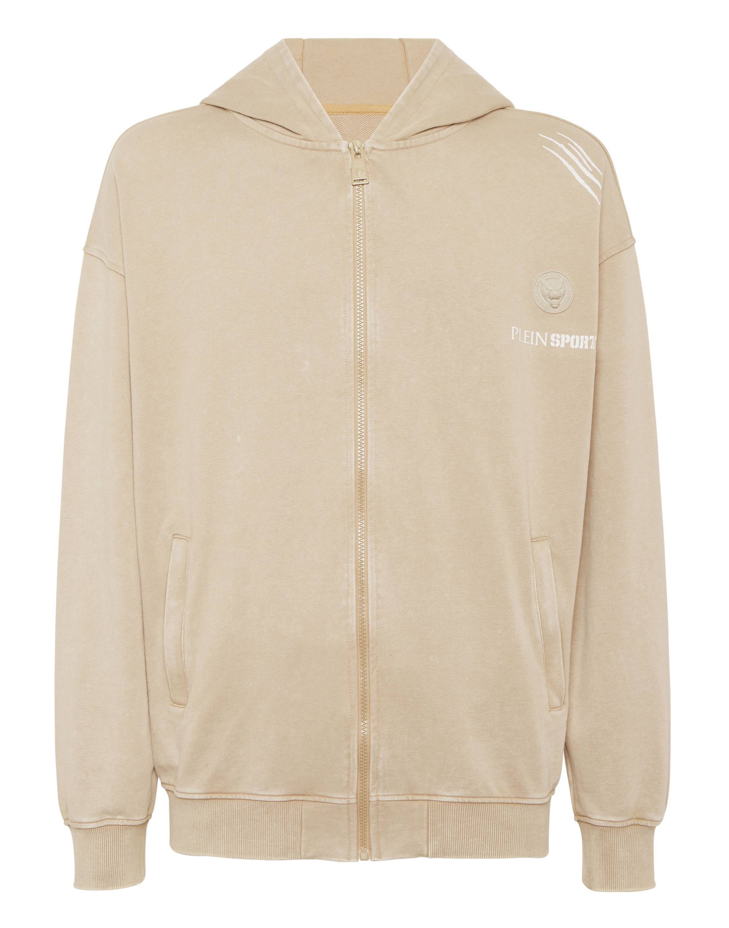 PLEIN SPORT Jungen Kapuzensweatjacke "Kapuzen-Sweatjacket"06, beige, Gr. M, Obermaterial: 100% Baumwolle, Sweatjacken