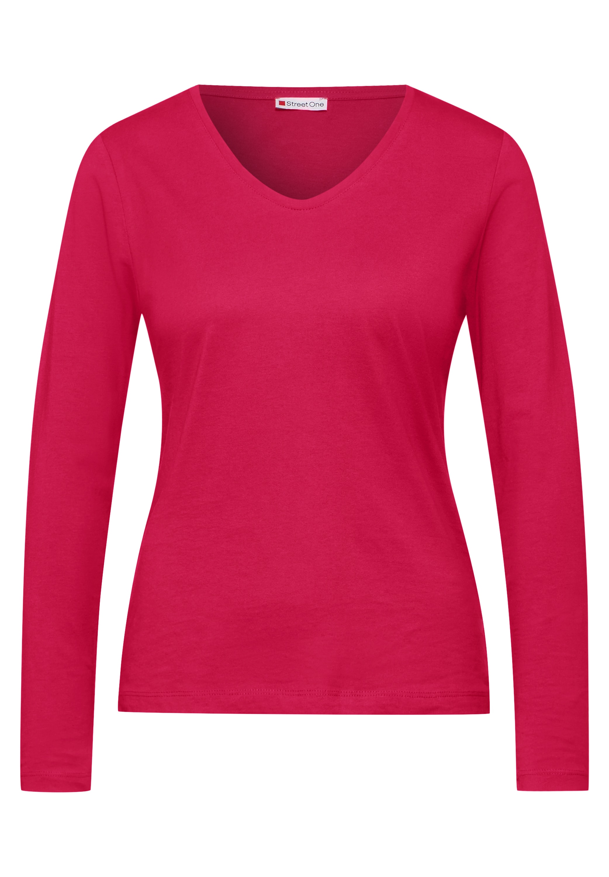 STREET ONE Langarmshirt, mit abgerundetem V-Ausschnitt