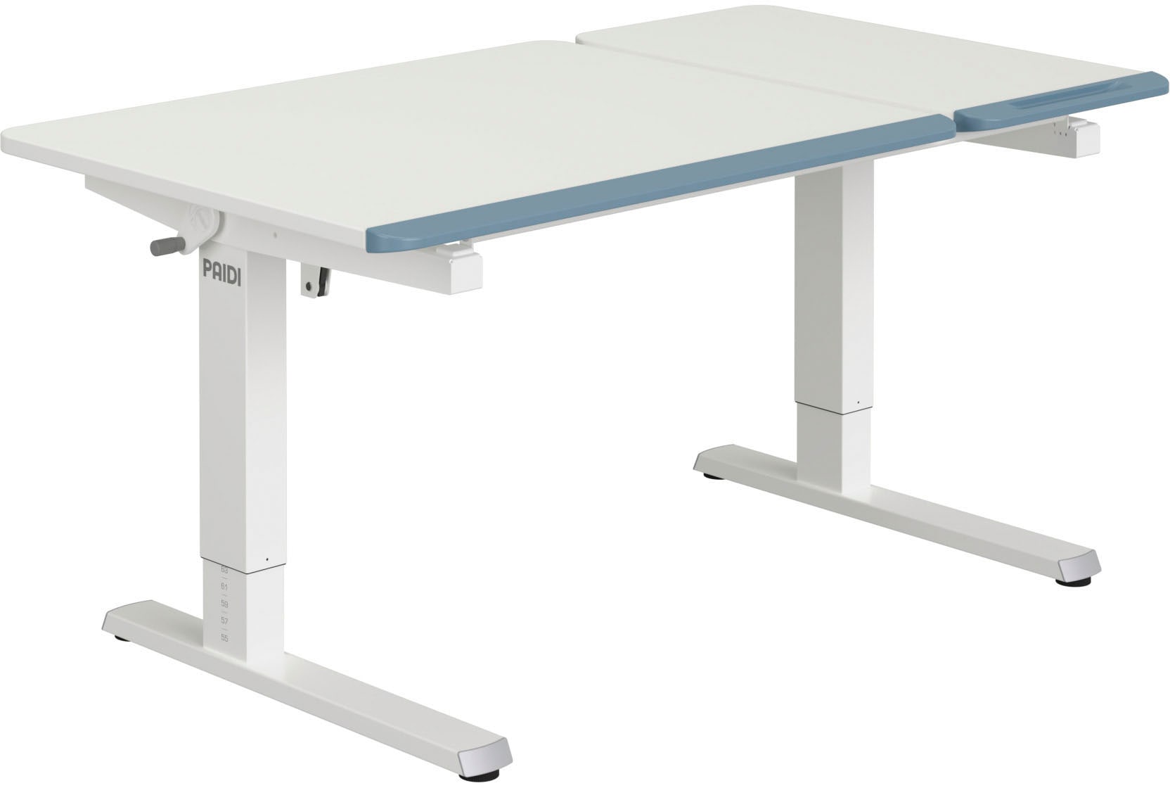 PAIDI Schreibtisch "TEENIO GT in verschiedenen Ausführungen, mitwachsend & ergonomisch" B/H/T ca. 130/53-79/75 cm, Kreideweiß, höhenverstellbarer Schülerschreibtisch, Platte bis 14 neigbar