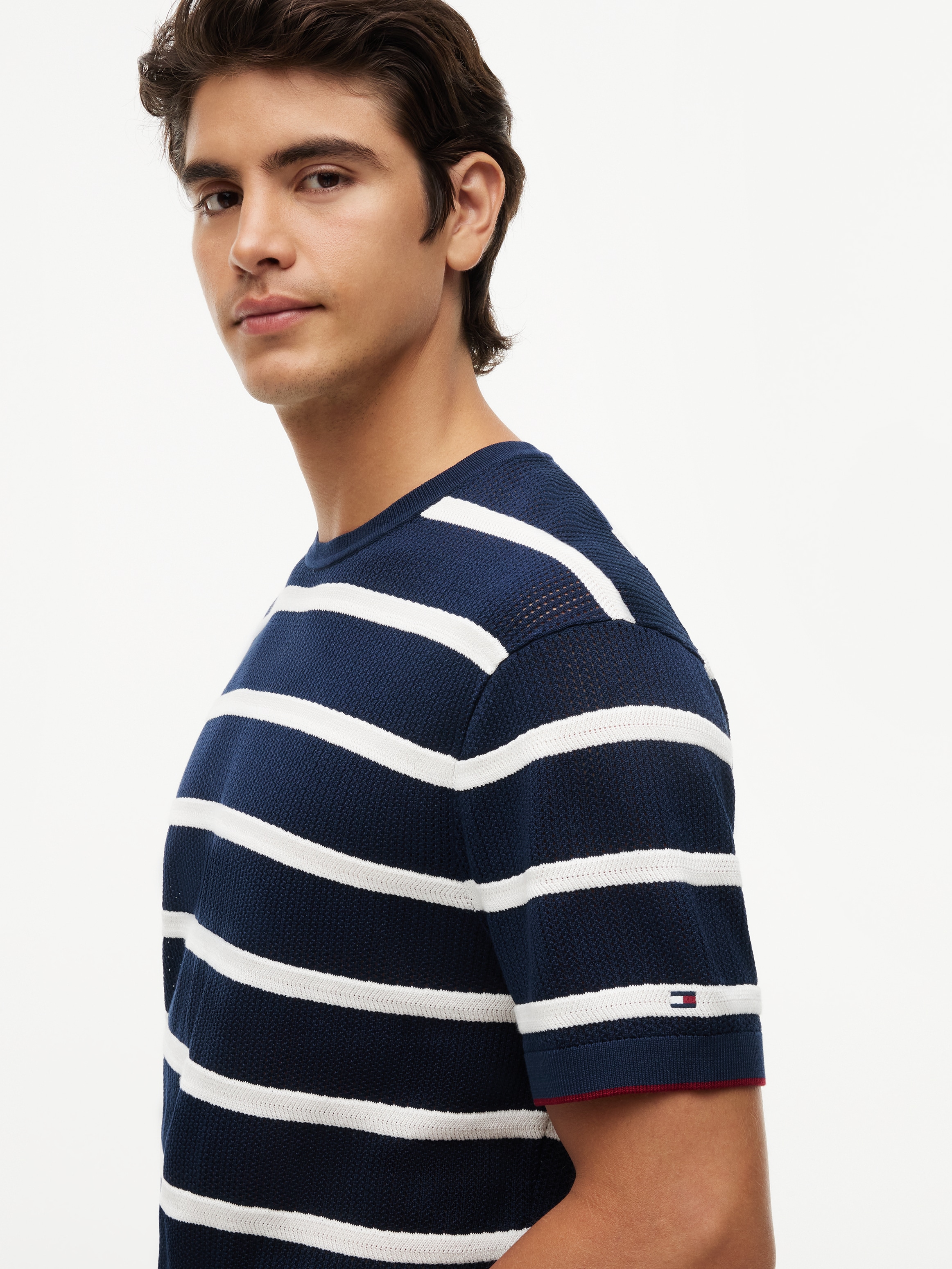 Tommy Hilfiger Kurzarmpullover »DC KNITTED TEXTURE BRETON STRIPE«
