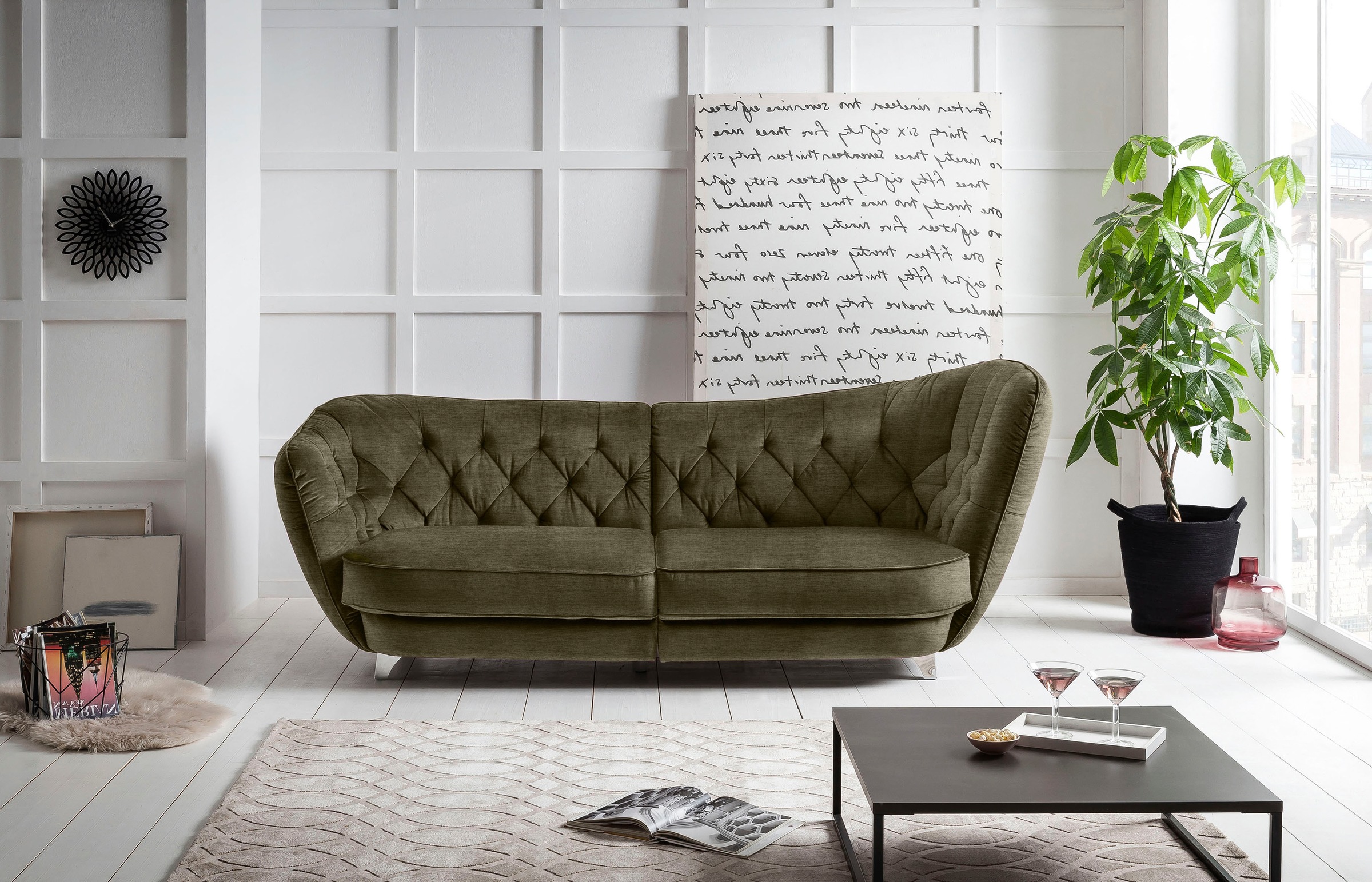 Leonique Big-Sofa "Retro", stylischer Hochlehner günstig online kaufen