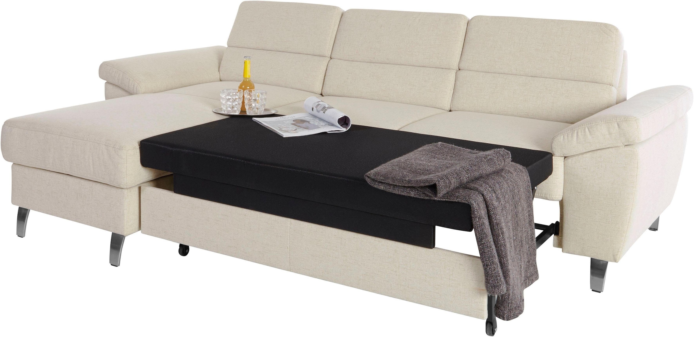 sit&more Ecksofa »Sorano L-Form«, wahlweise mit Bettfunktion und Bettkasten