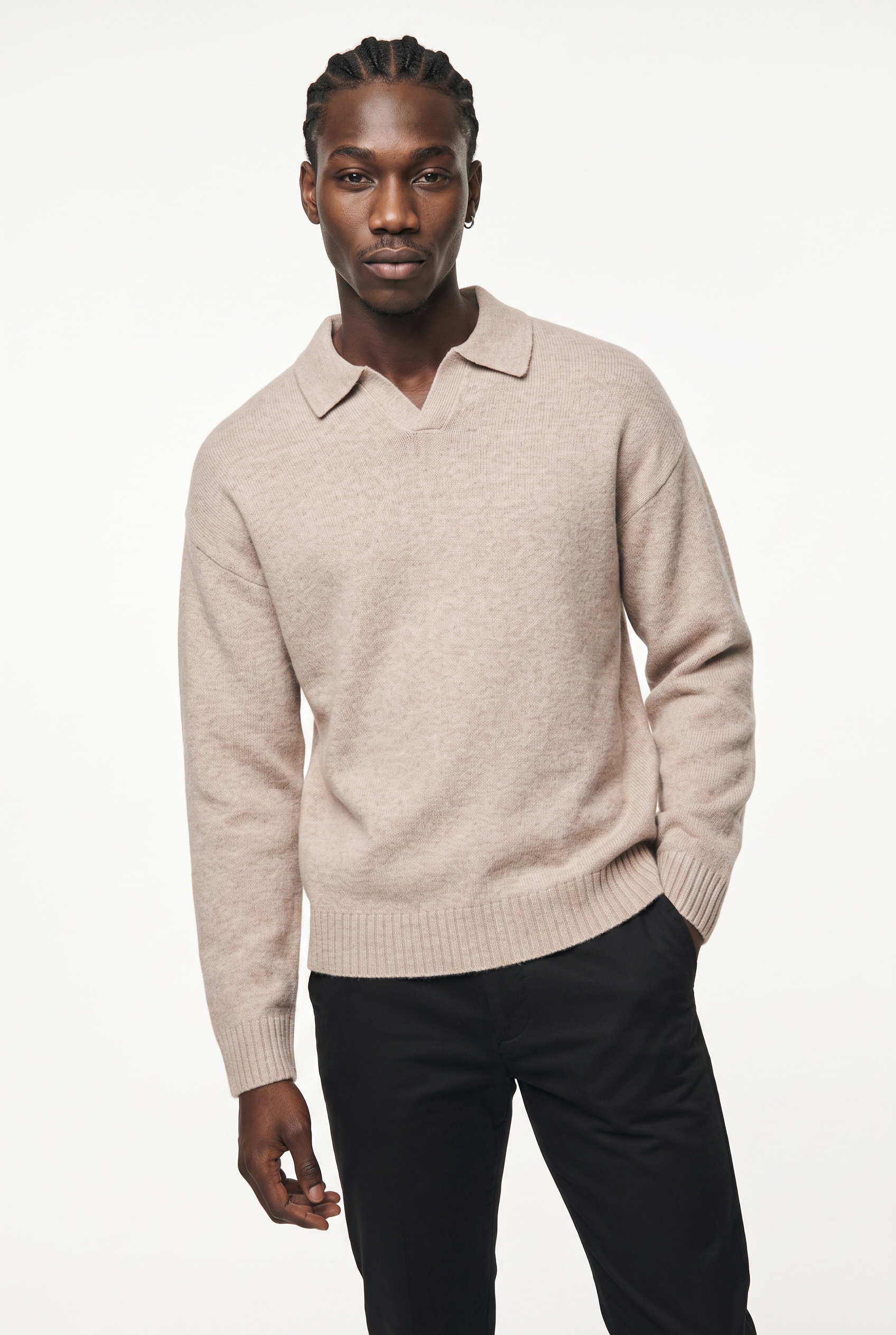 Jack & Jones Polokragenpullover "JJESOHO OLLIE KNIT SPLIT NECK SN" Materialmix, regular fit