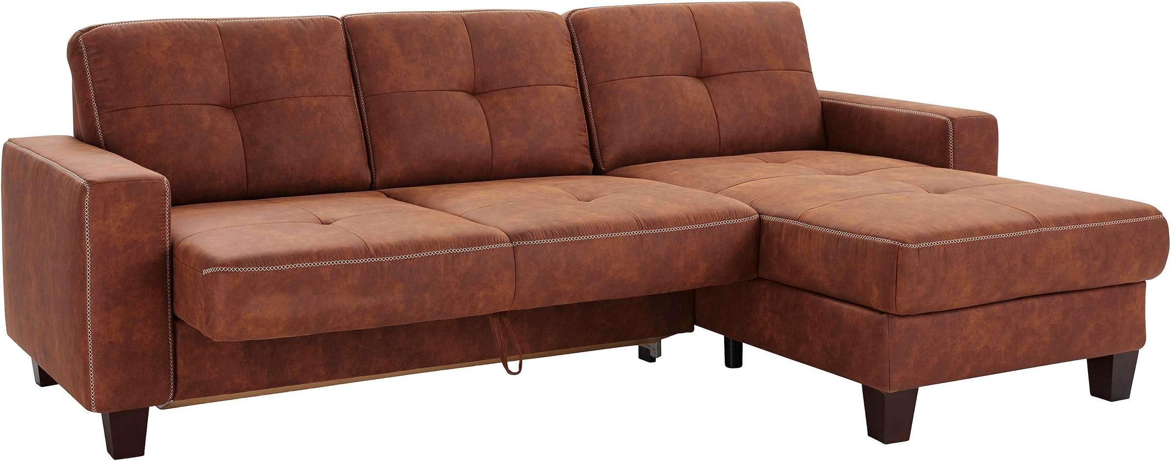 Places of Style Ecksofa »Varese L-Form«, Kreuznaht in beige