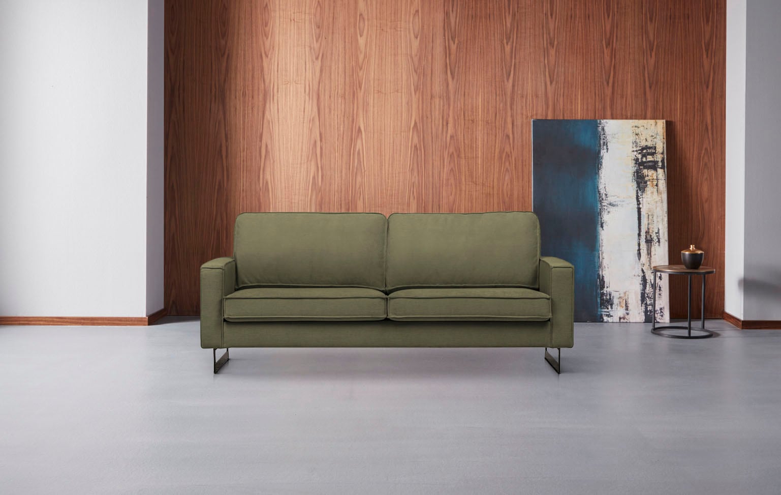 Home affaire 3-Sitzer "Pinto, 206 cm, Cord, Chenille, Lederoptik" mit Keder günstig online kaufen