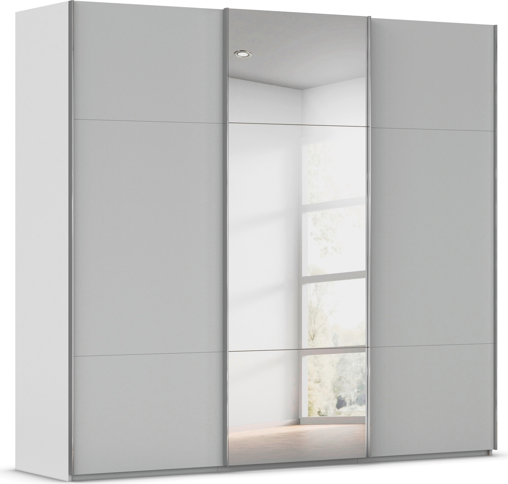 rauch Schwebetürenschrank "Kleiderschrank Schrank Garderobe Schlafzimmerschrank CONTIDO" 3 verschiedene Ausstattungen BASIC/CLASSIC/PREMIUM (inkl. SOFT-CLOSE), aus hochwertigem Material in 6 Breiten 2 Griff-Farben MADE IN GERMANY
