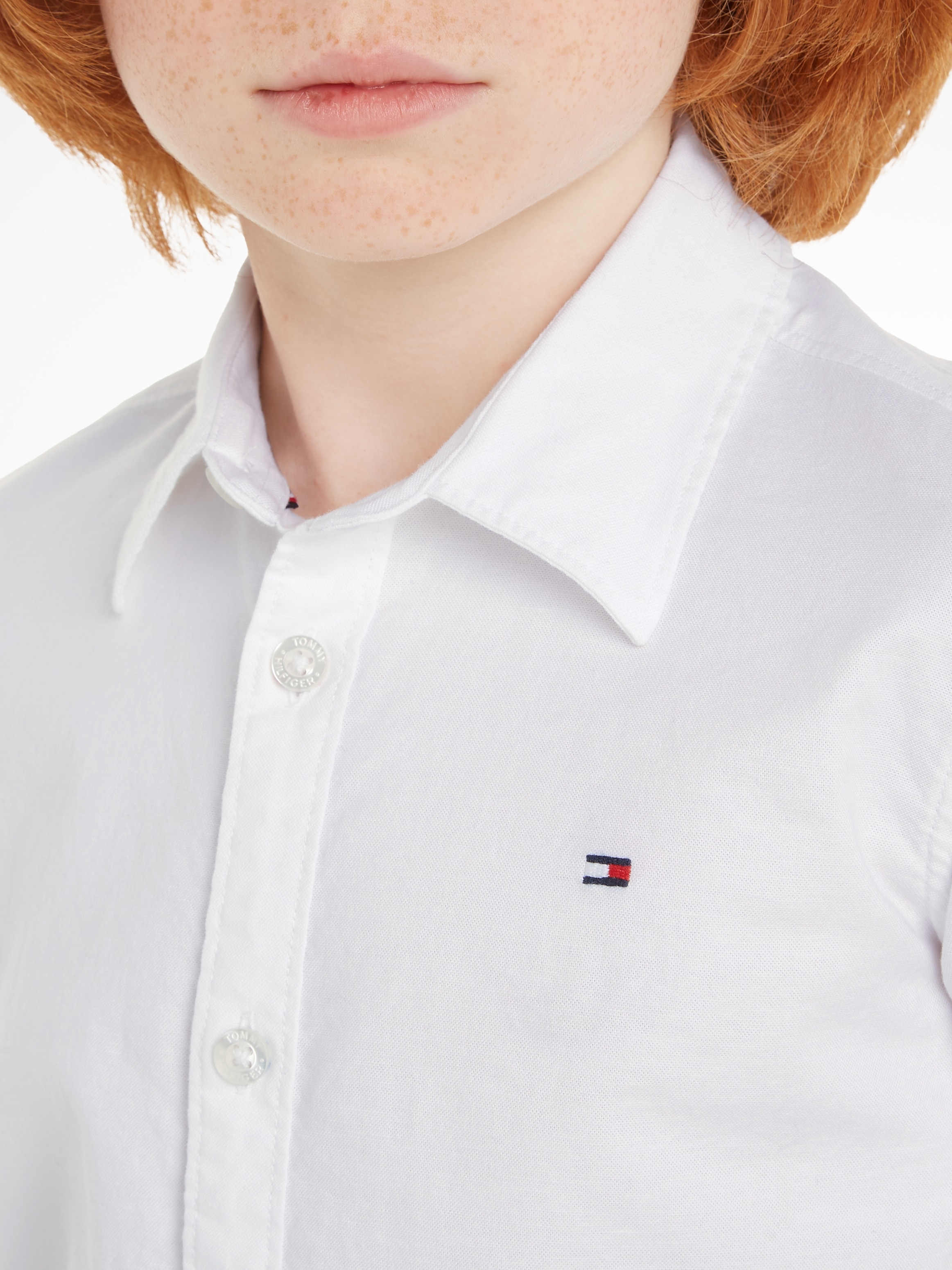 Tommy Hilfiger Langarmhemd »FLAG OXFORD SHIRT L/S«, mit Logostickerei  online bestellen | BAUR