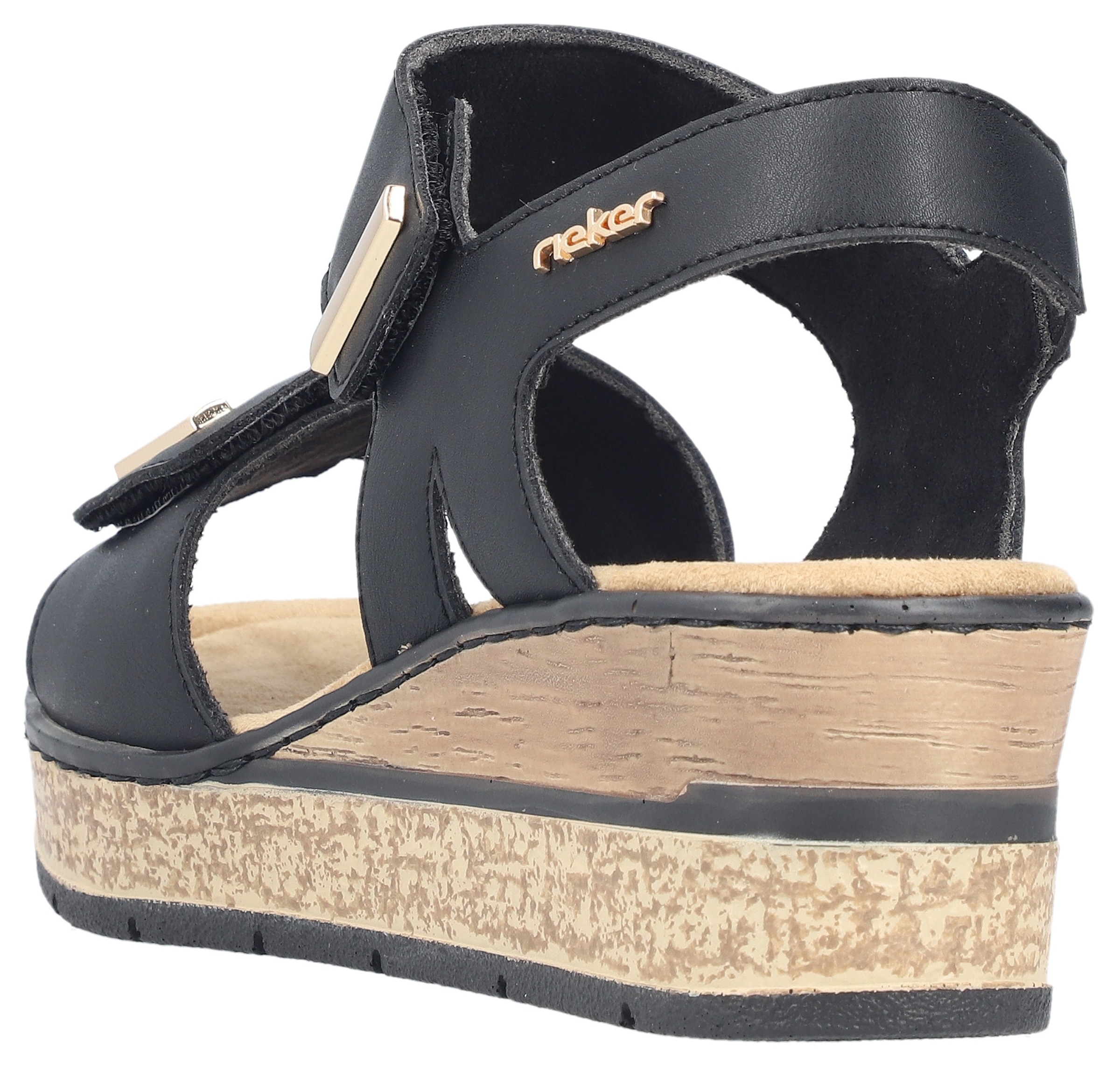 Rieker Keilsandalette  Klettschuh, Sommerschuh, Plateausandale mit Schmuckelemente