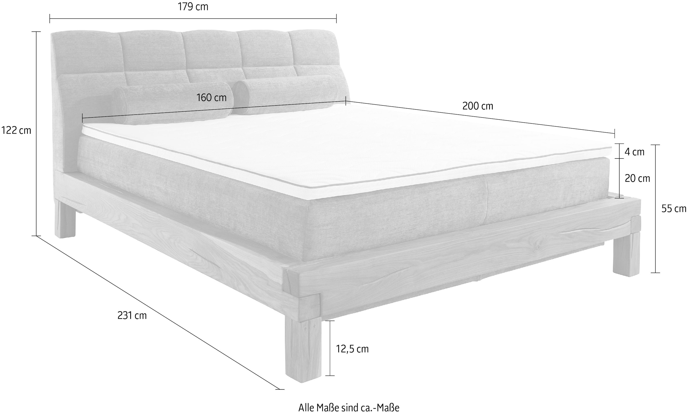 Home affaire Boxspringbett »Villads« Liegefläche: 160/200 cm aus Balkeneiche, Inside-Boxspring-Unterbau