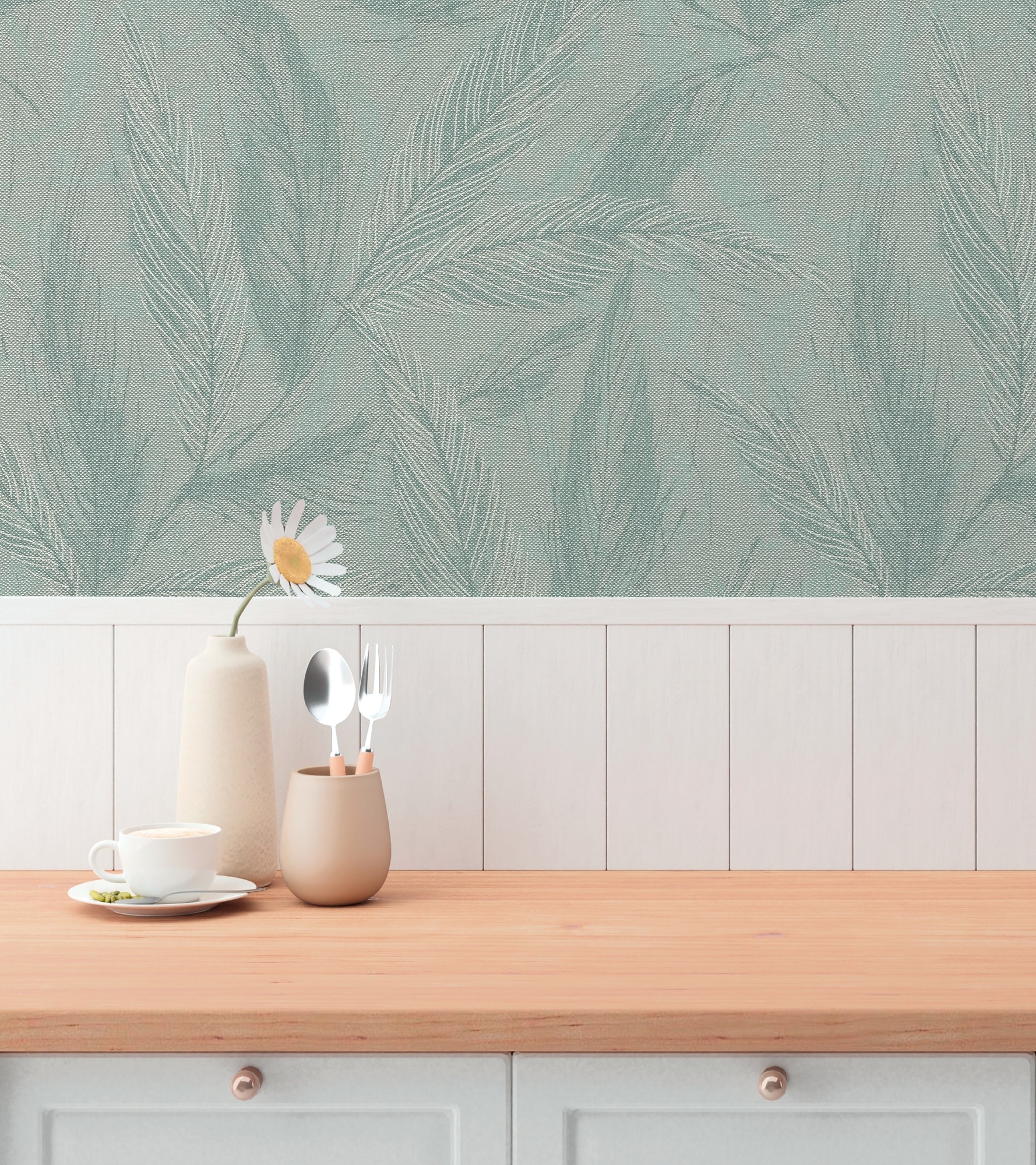 A.S. Création Vliestapete »mit Blätter-Design natürliche Eleganz« matt strukturiert Dekorative Vliestapete mit filigranem Blattmuster