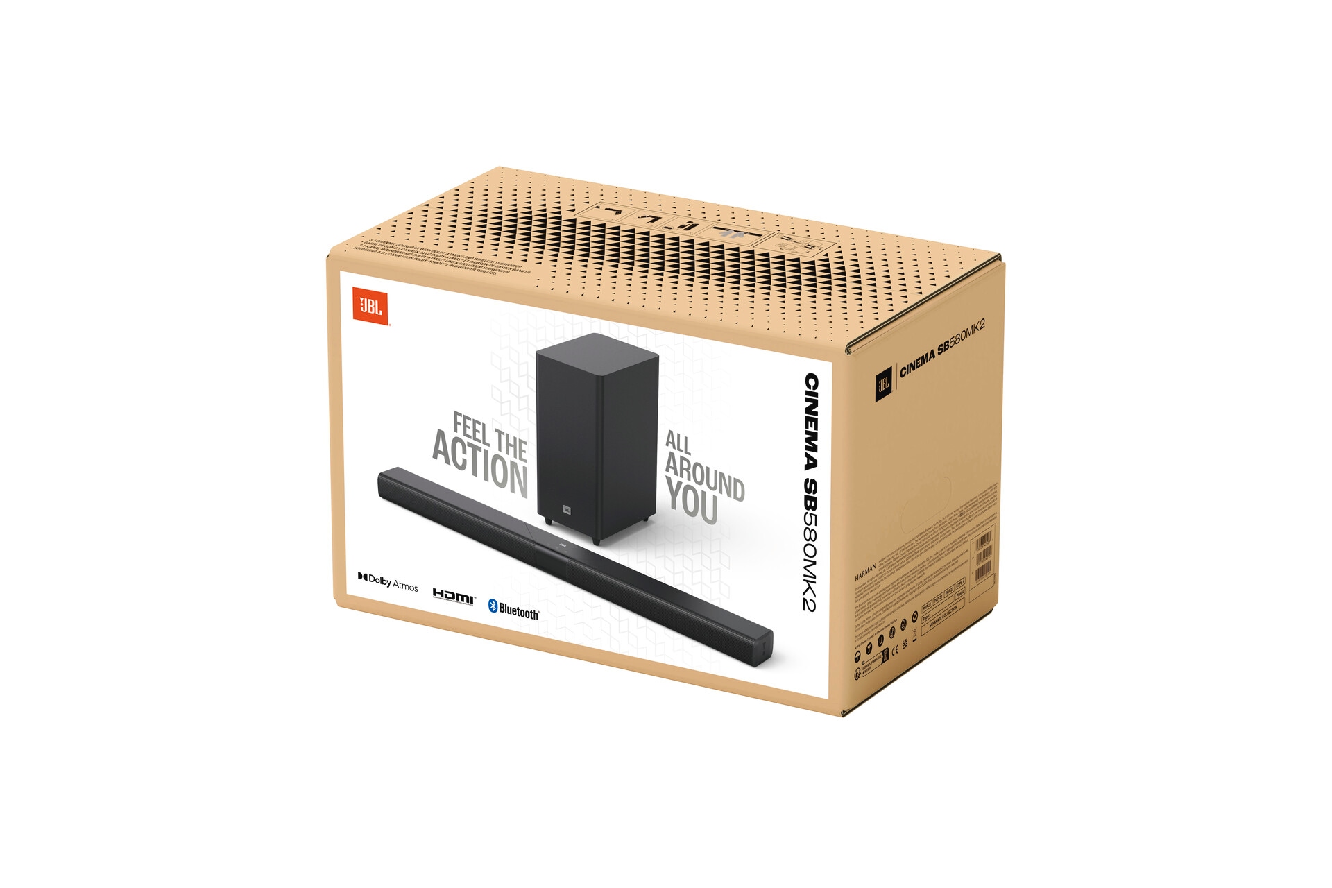 JBL 3.1 Soundsystem »CINEMA SB580MK2« 3.1 (A2DP Bluetooth | AVRCP Bluetooth | Bluetooth Bass- und Lautstärkeregelung 220 W) 3.1-Kanal-Soundbar mit Dolby Atmos und kabellosem Subwoofer
