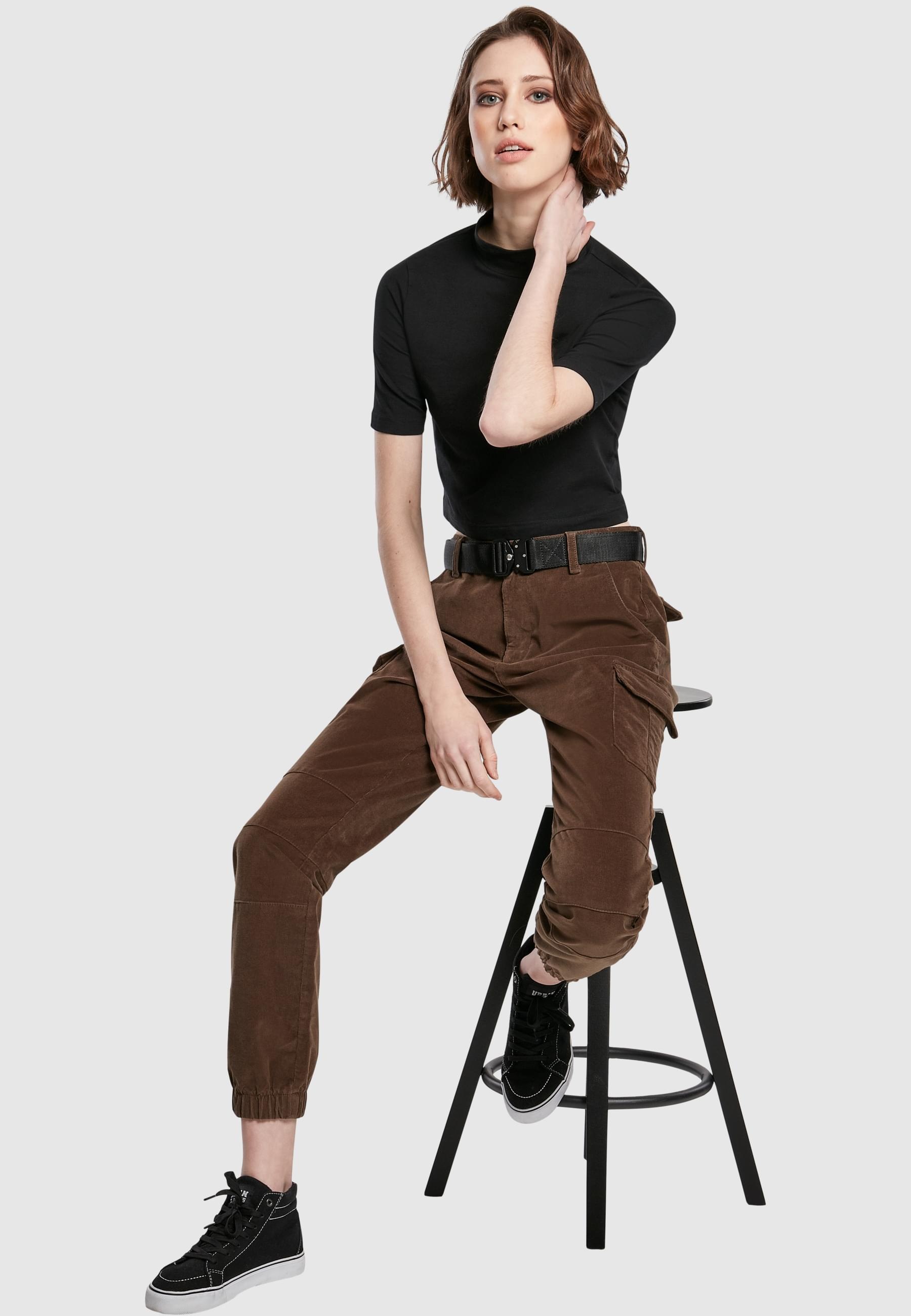 URBAN CLASSICS Cargohose »Urban Classics Damen Ladies High Waist Cargo Corduroy Pants«, (1 tlg.)