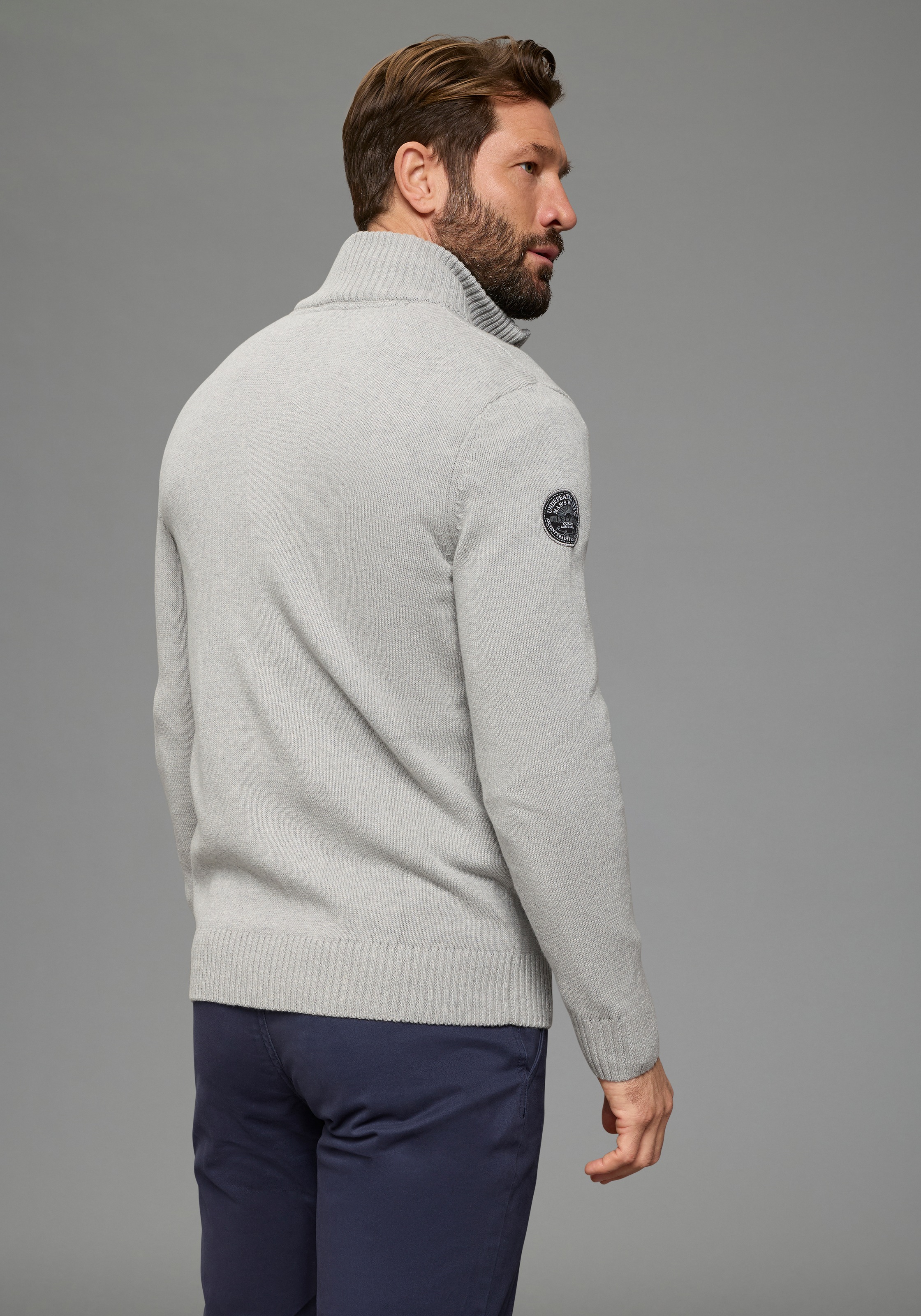 Thumbnail - Mans World Strickjacke "Neue Kollektion Highlight mit Tasche und Badge" casual Stil, mit Reißverschluss, Langarm, melier...