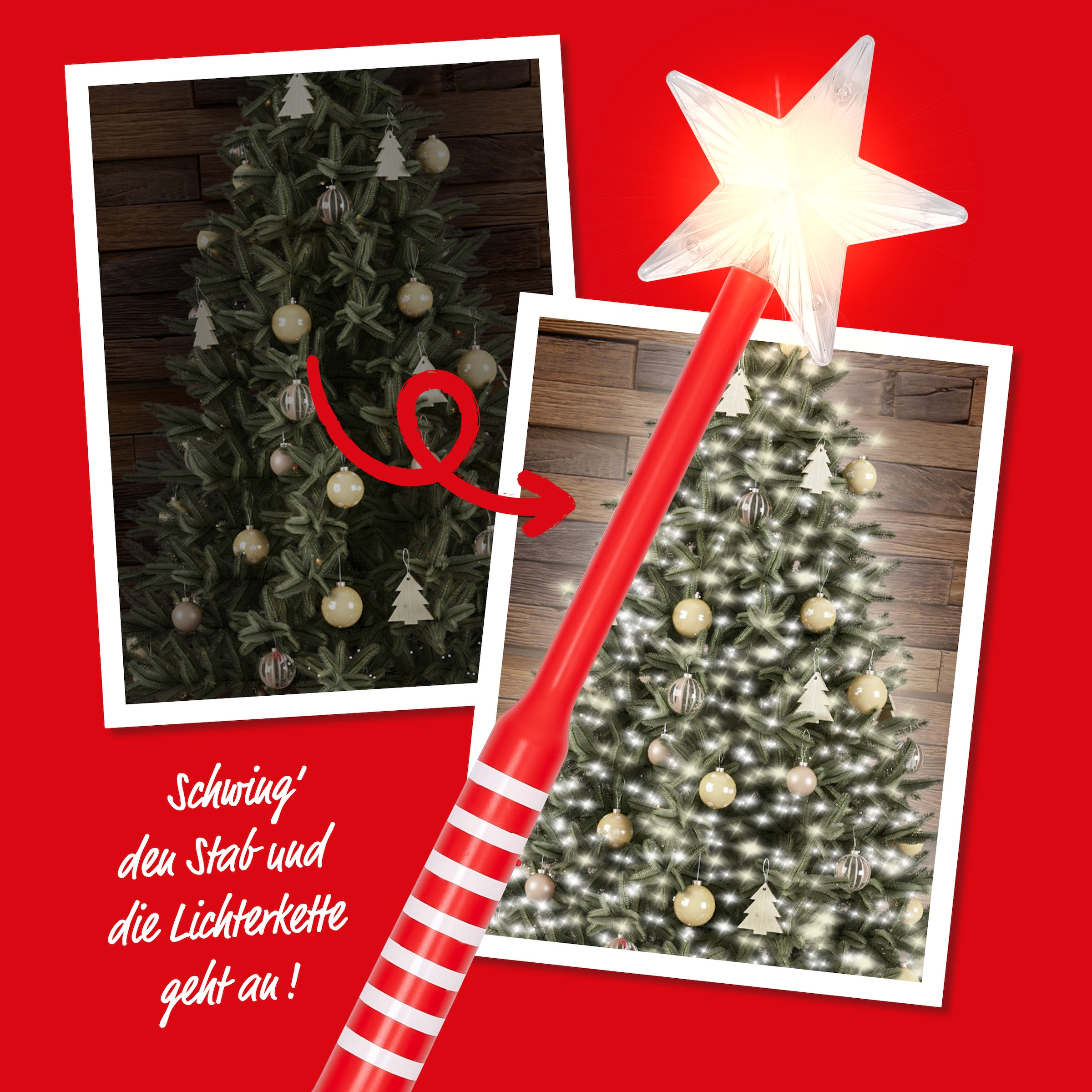 BONETTI LED-Lichterkette »mit Zauberstab als Fernbedienung« 300 Stk.-flammig auf Knopfdruck aktivieren sie eine stimmungsvolle Beleuchtung