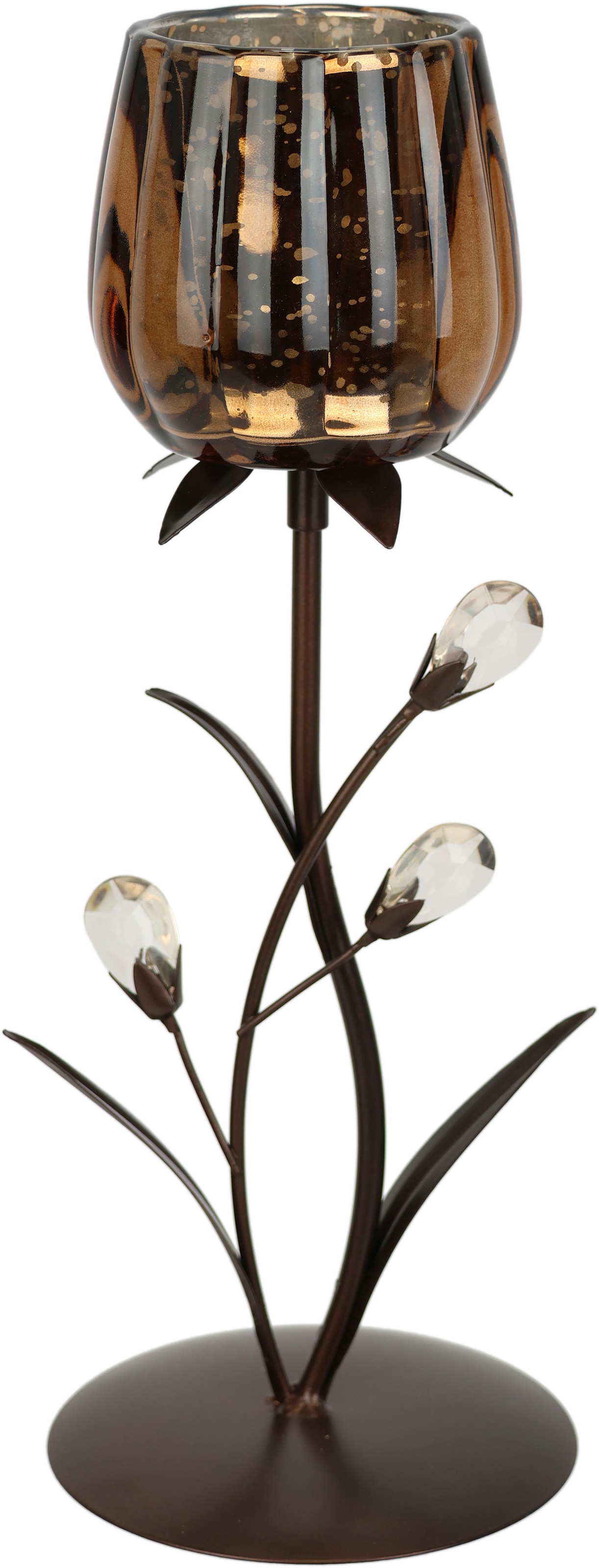 I.GE.A. Teelichthalter "Kerzenhalter" aus Metall mit Glas-Schale Teelichtha günstig online kaufen