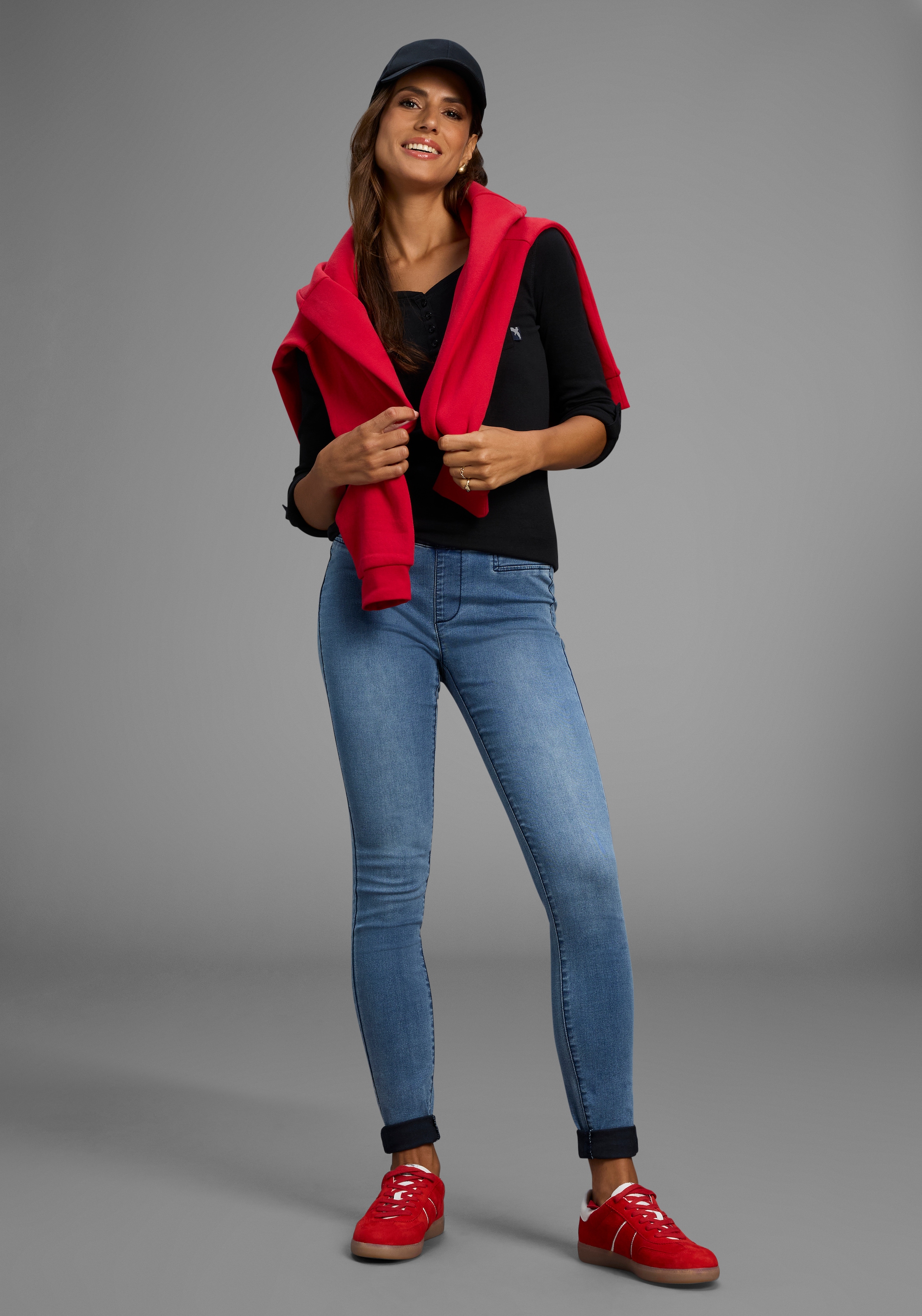 Jeansjeggings ARIZONA, Damen, Gr. 50, N-Gr, blau used, Denim/Jeans, Obermaterial: 63% Baumwolle, 32% Polyester, 5% Elasthan, unifarben, Basic, skinny fit normal, Jeans, skinny, Topseller 3
