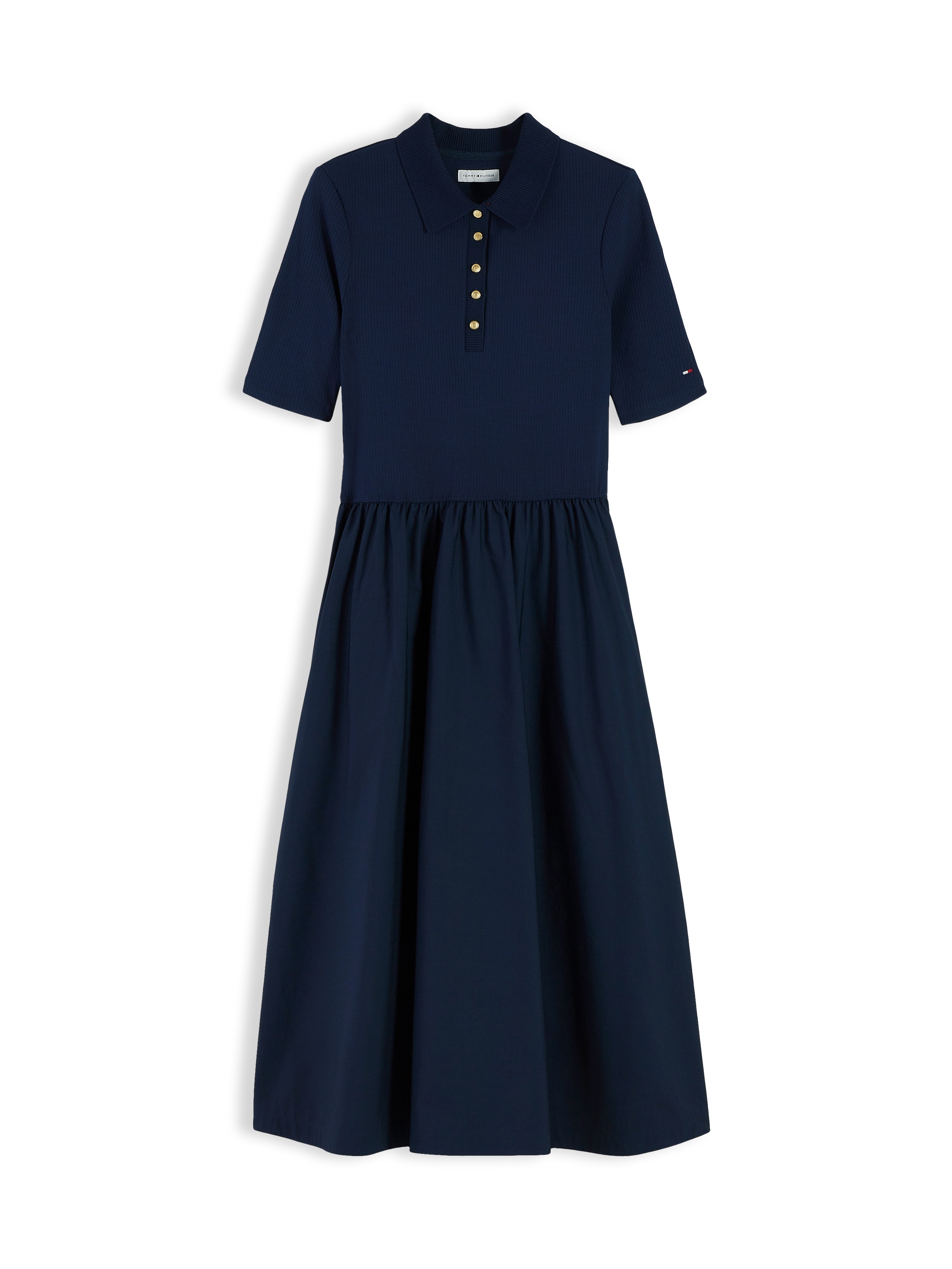 Tommy Hilfiger Midikleid »5X2 RIB F&F MIDI S/S POLO DRESS« Baumwolle, figurbetont, in gerippter Struktur