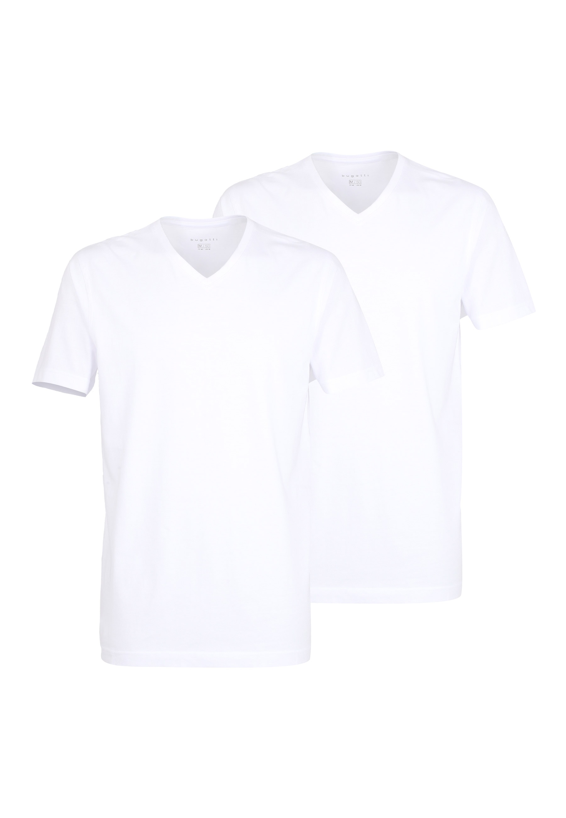 BUGATTI Herren T-Shirt "Bari", Gr. 52, weiß, Interlock, Obermaterial: 100% Baumwolle, unifarben, Basic, Shirts, V-Ausschnitt, Kurzarm, basic,