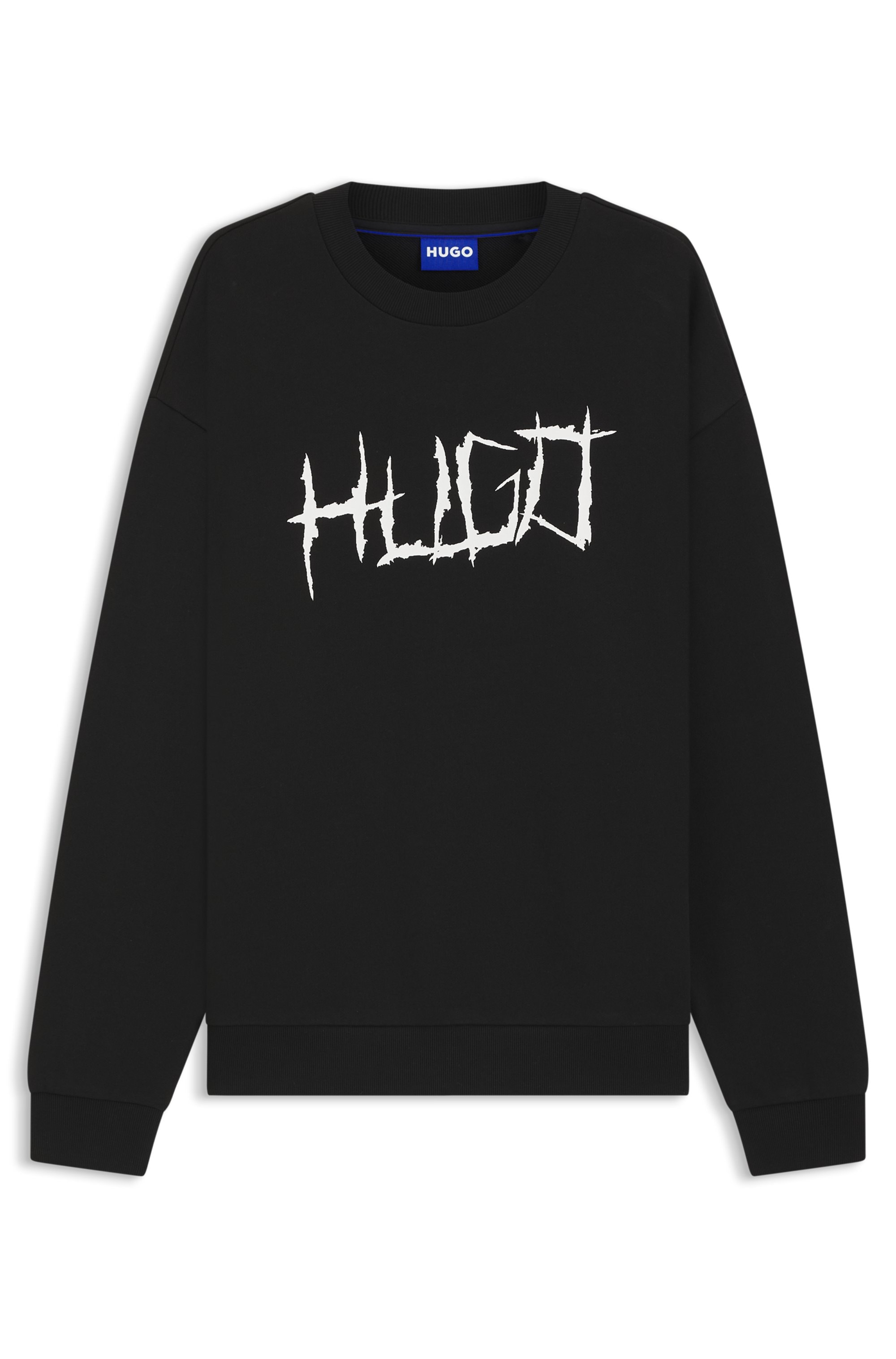 HUGO Blue Sweatshirt , Regular Fit, Logo-Print, Rundhalsausschnitt
