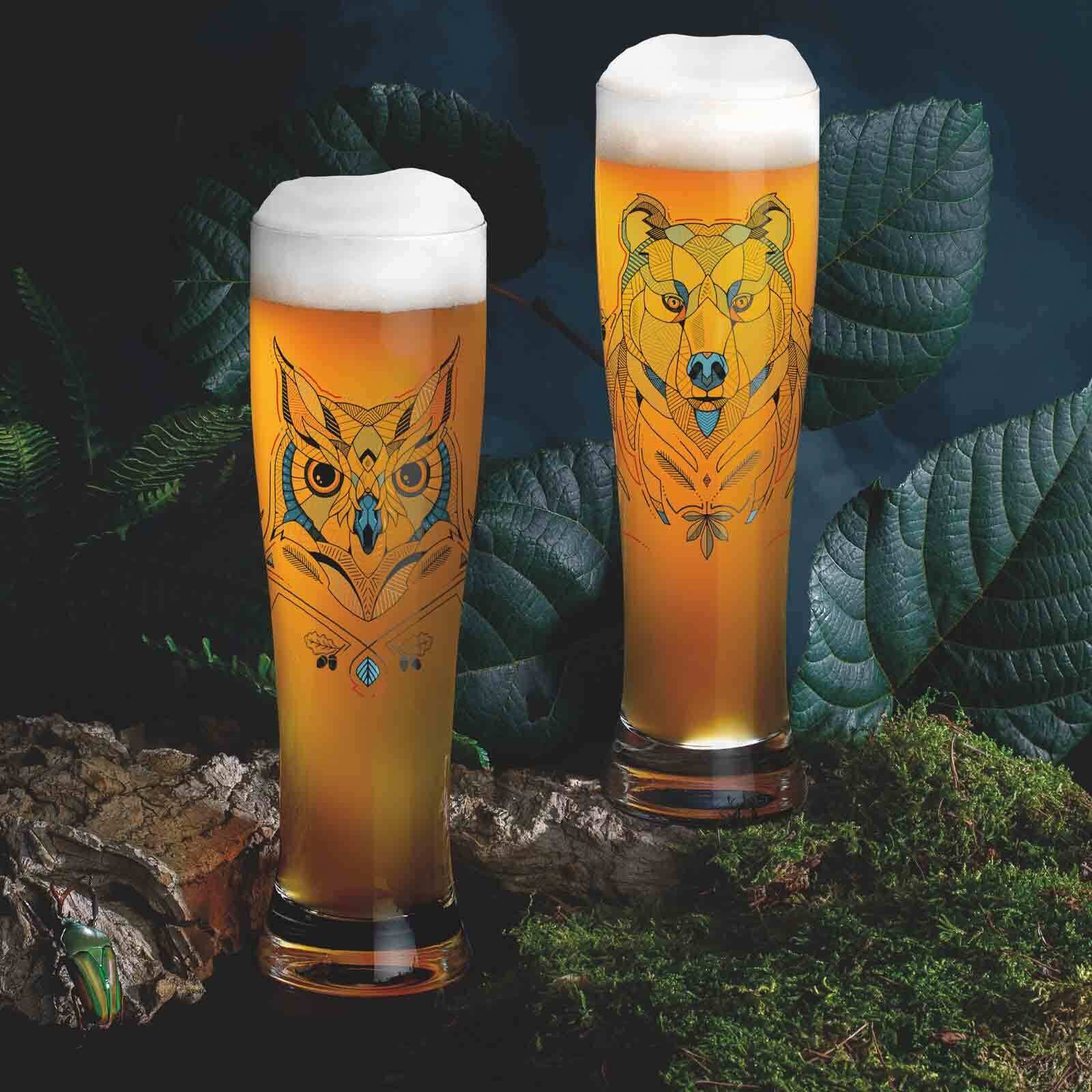 Ritzenhoff Bierglas »Weizenbiergläser Eule und Bär Brauchzeit 0,5 Liter (646 ml) 2er Set transparent«
