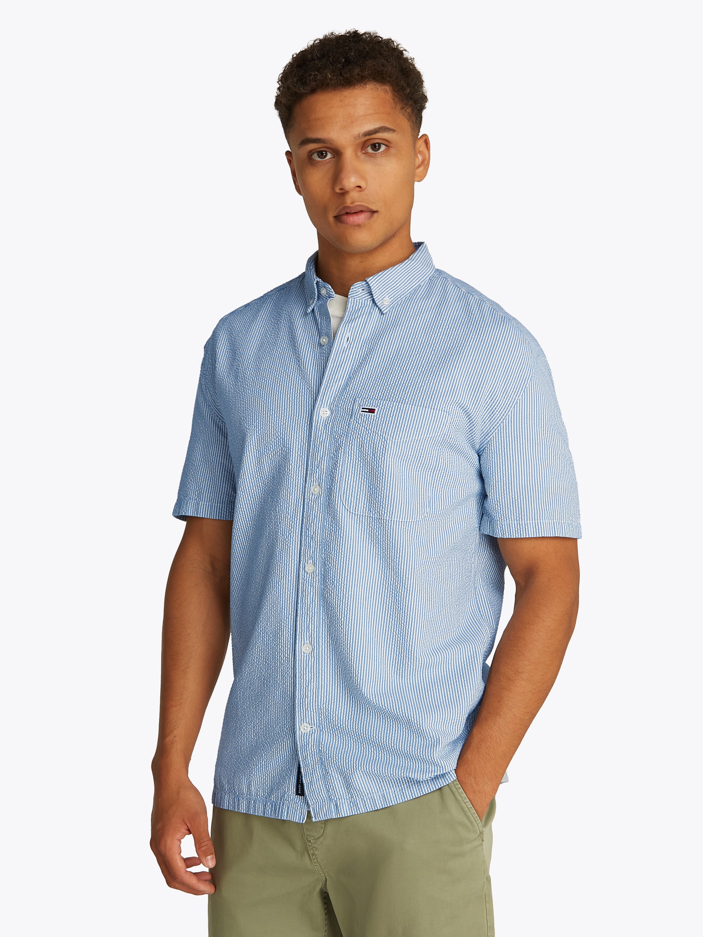 Tommy Jeans Kurzarmhemd "TJM REG SEERSUCKER STP SS SHIRT", fein gestreift günstig online kaufen