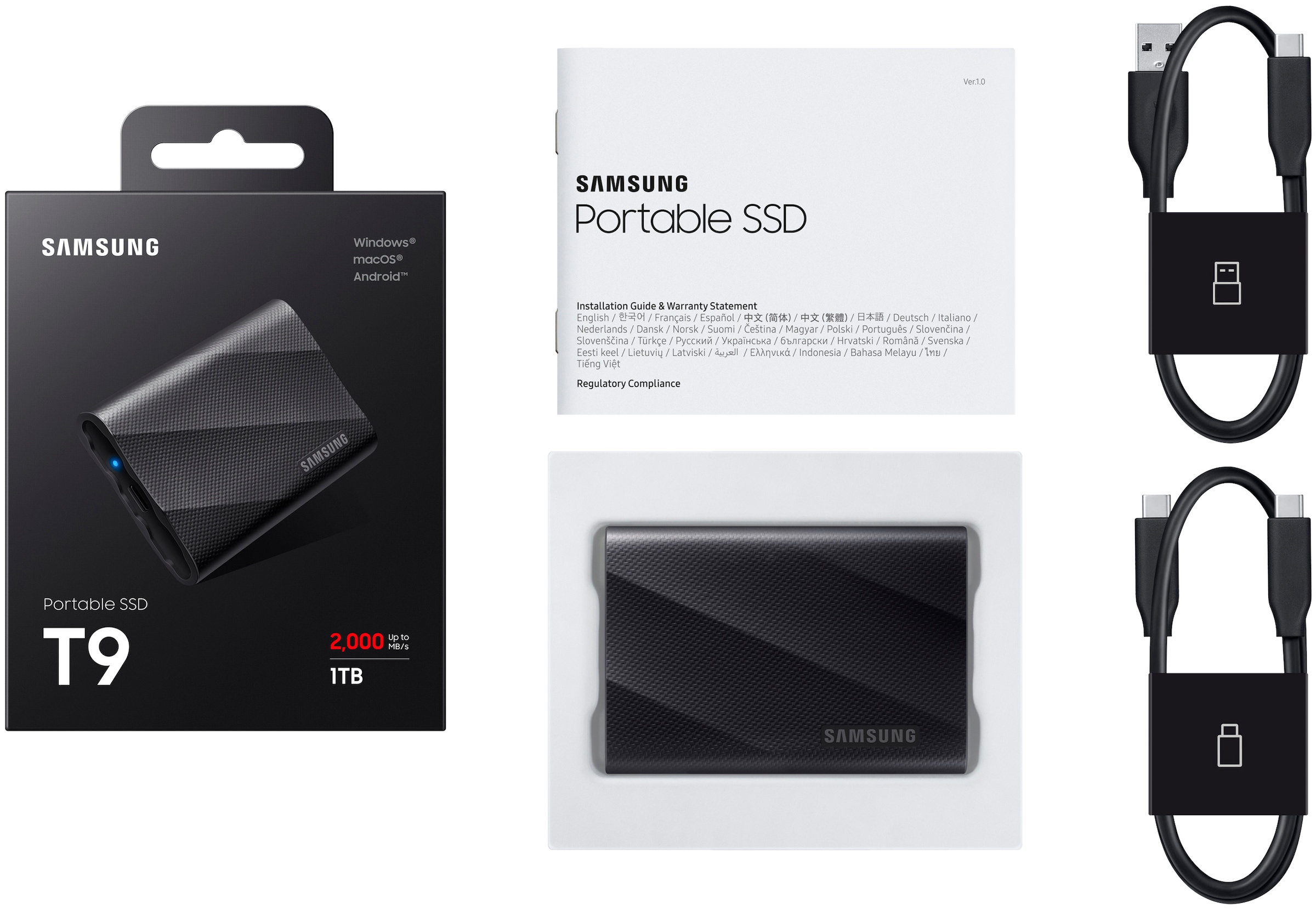 Samsung externe SSD »T9« 3,5 1 TB Anschluss USB Typ-C,3.2 Gen 2 (3.1 Gen 2)