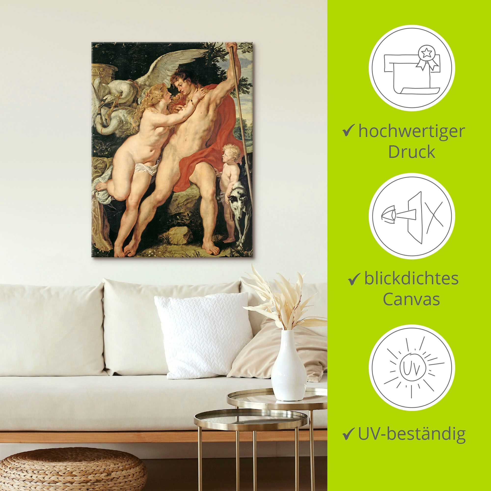 Artland Wandbild »Venus und Adonis. Um 1610«, Paar, (1 St.), als Leinwandbild, Wandaufkleber in verschied. Größen