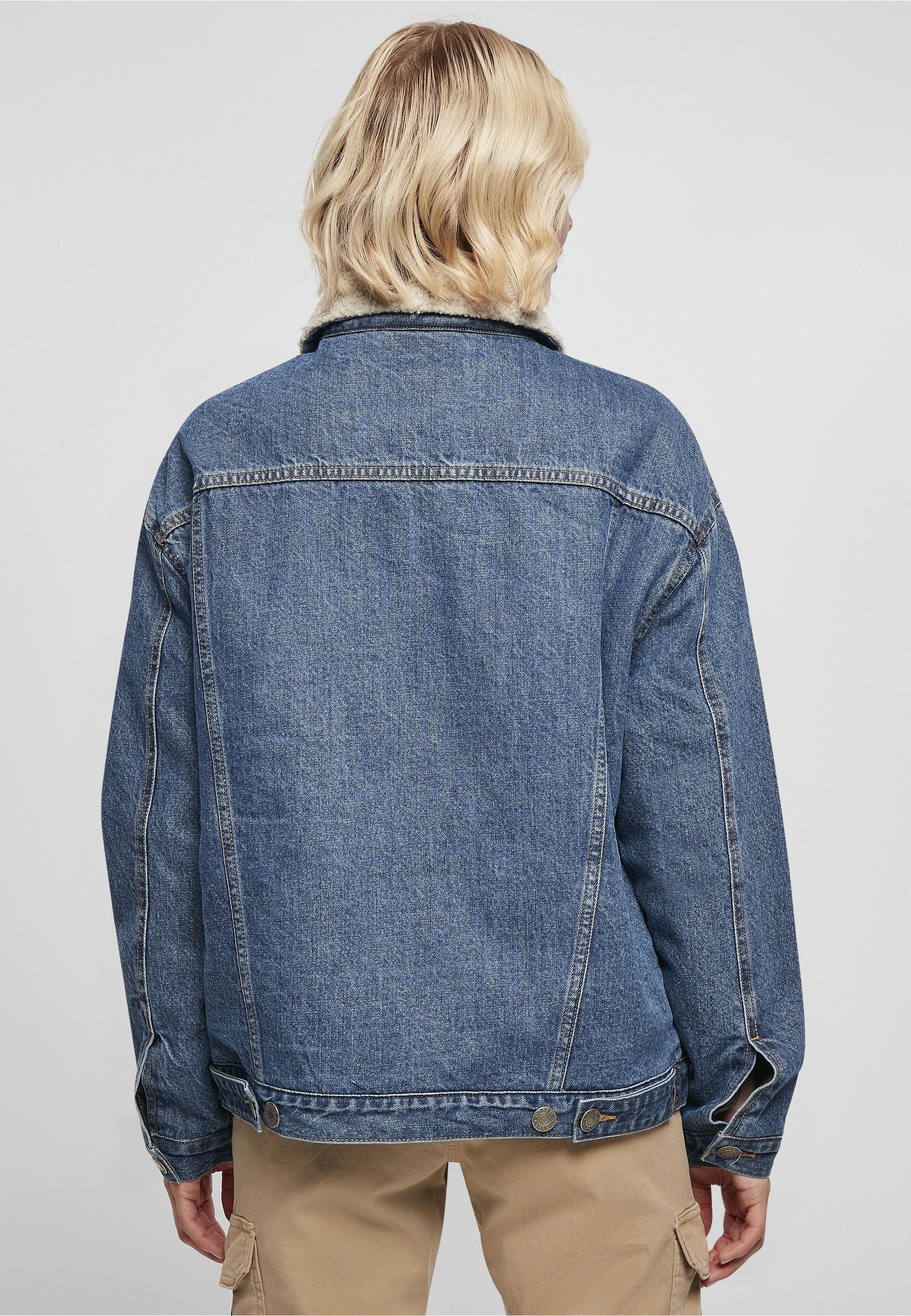 URBAN CLASSICS Jeansjacke »Urban Classics Damen Ladies Oversized Sherpa Denim Jacket« 1 Stk. tlg. ohne Kapuze