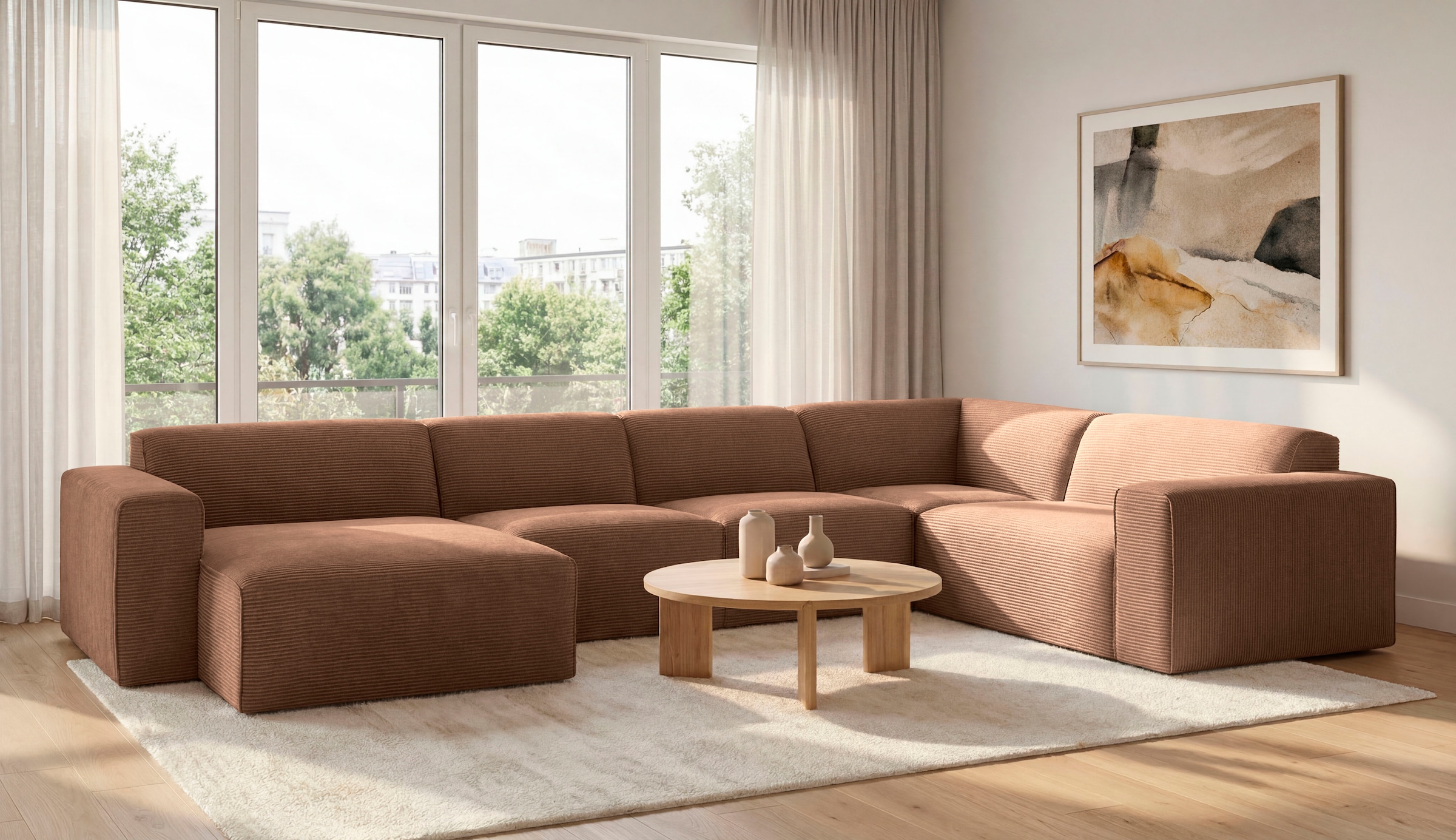 OTTO home Wohnlandschaft "Clayton Breite 371 cm, U-Form" in einem trendigen Cord-Bezug, verschiedene Kombinationen verfügbar