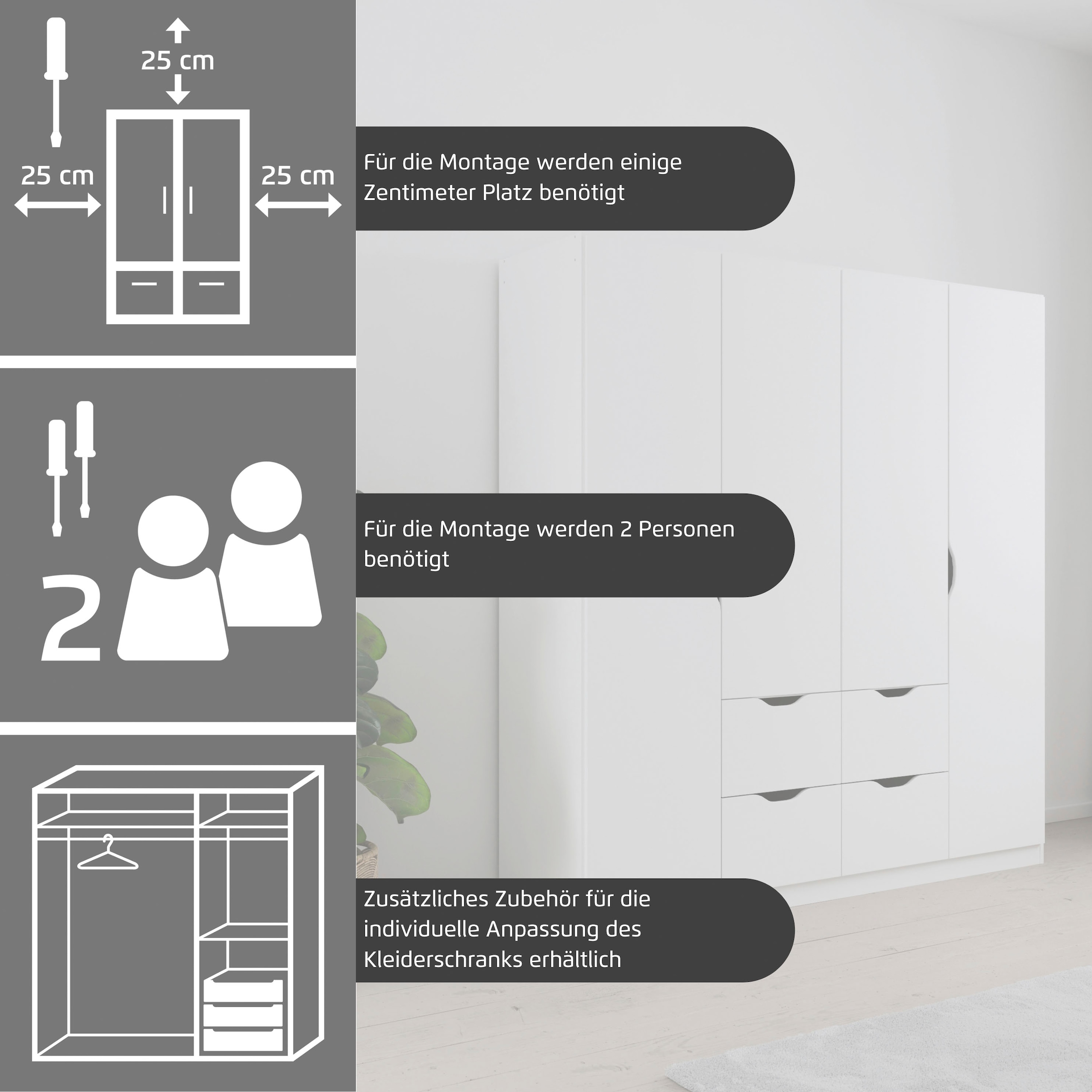 rauch Kleiderschrank »Freiham« mit Griffmulden und Schubkästen
