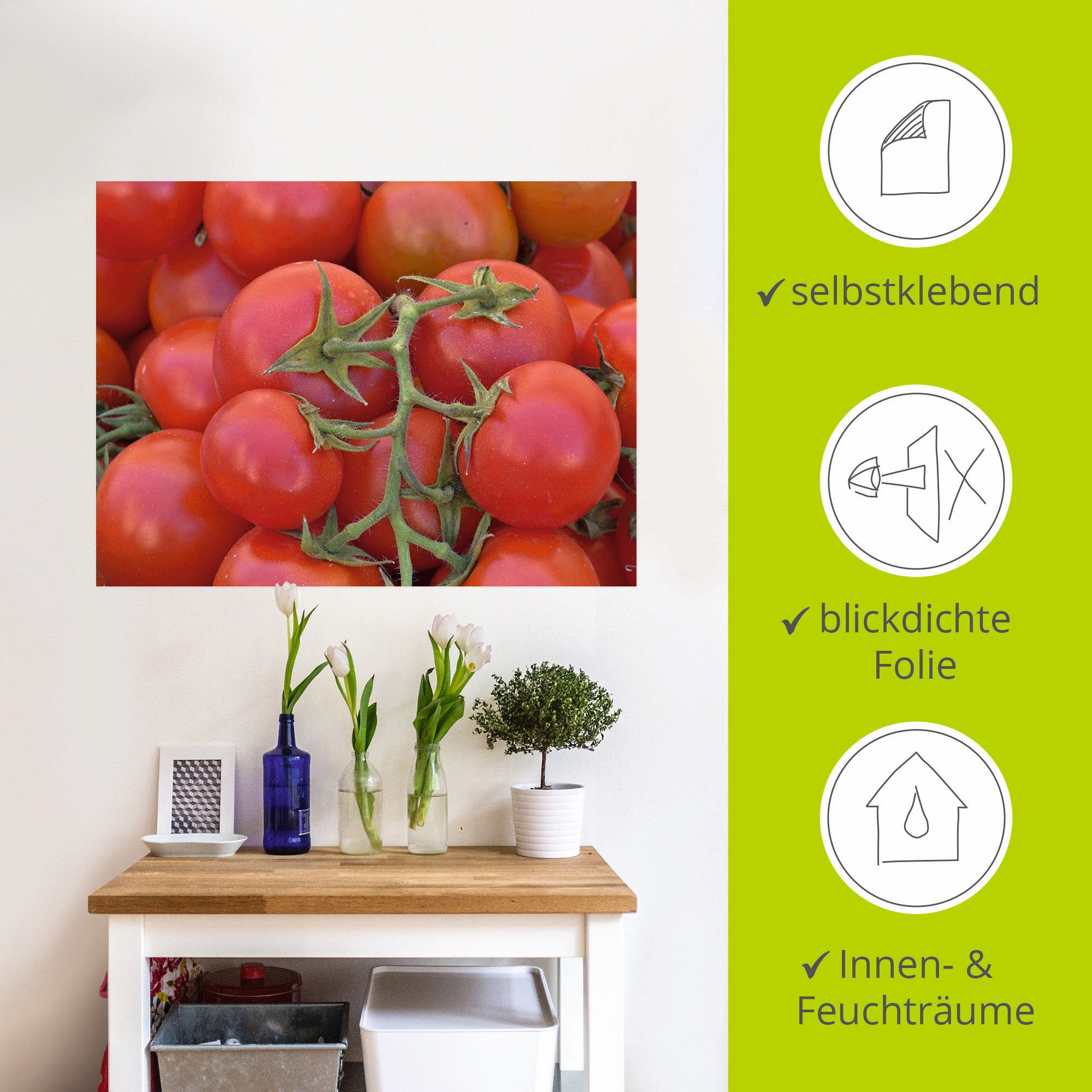 Artland Wandbild »Leckere Strauchtomaten«, Lebensmittel, (1 St.), als Alubild, Leinwandbild, Wandaufkleber oder Poster in versch. Größen