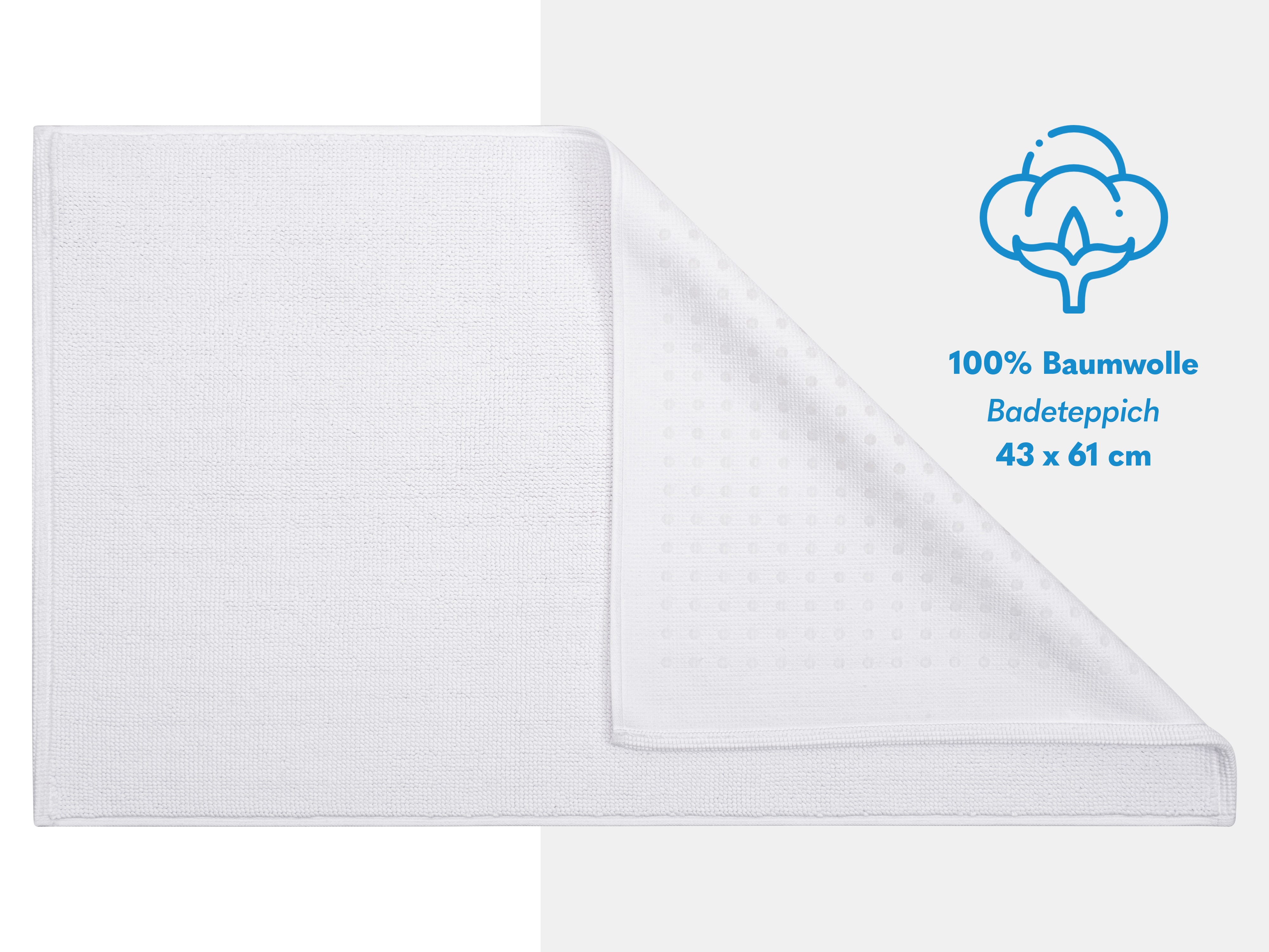 Thumbnail - HAMMETEX Badematte "rutschfeste Badvorleger" Höhe 7,5 mm rutschhemmend beschichtet strapazierfähig einfarbig, 100% Baumw...