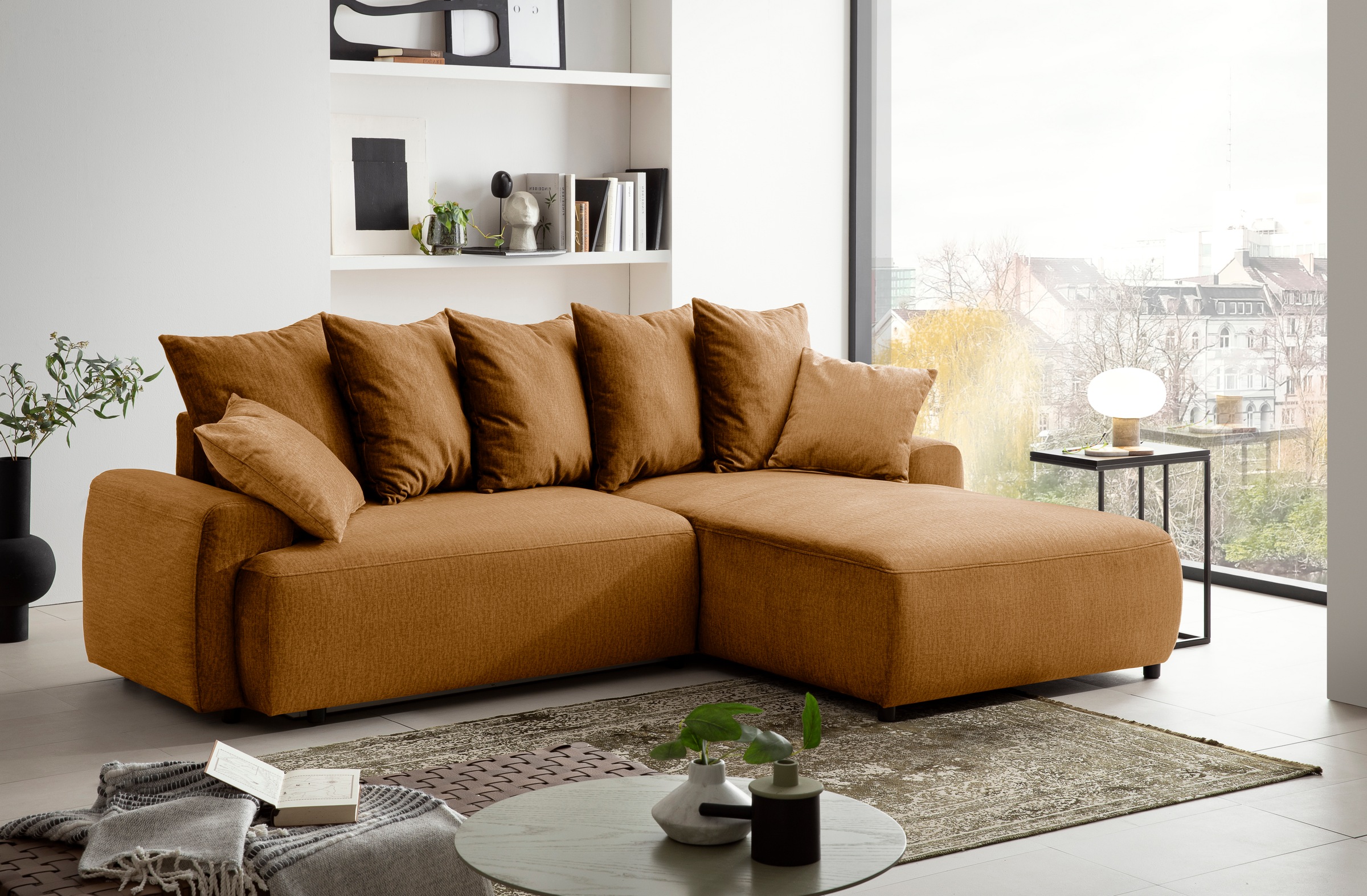 exxpo - sofa fashion Ecksofa "Game, gemütlich mit 5 Rückenkissen und 2 Zier günstig online kaufen