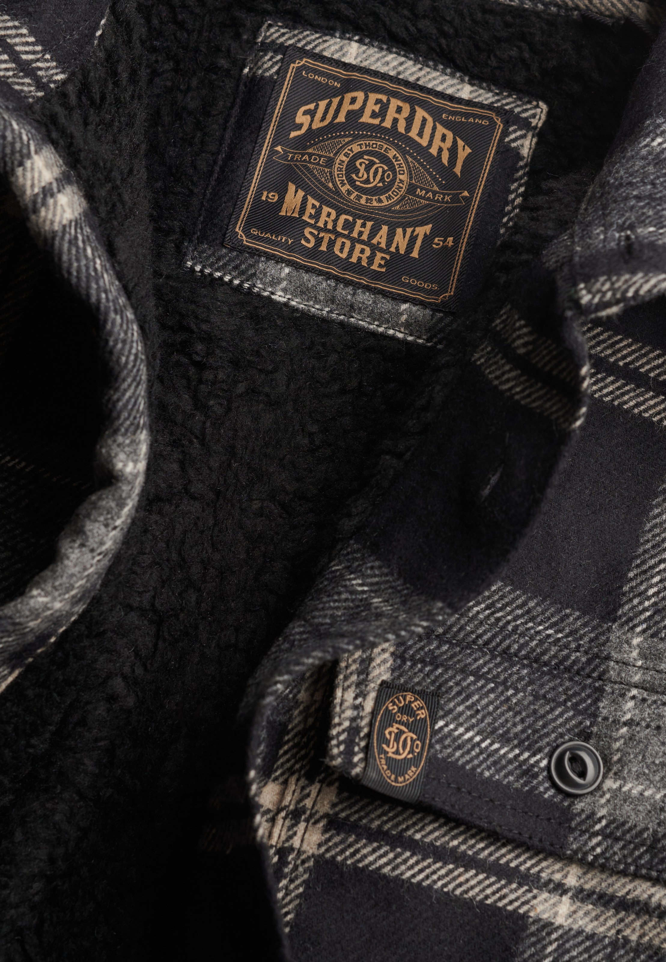 Superdry Langarmhemd »BORG LINED MILLER OVERSHIRT« Materialmix, oversize