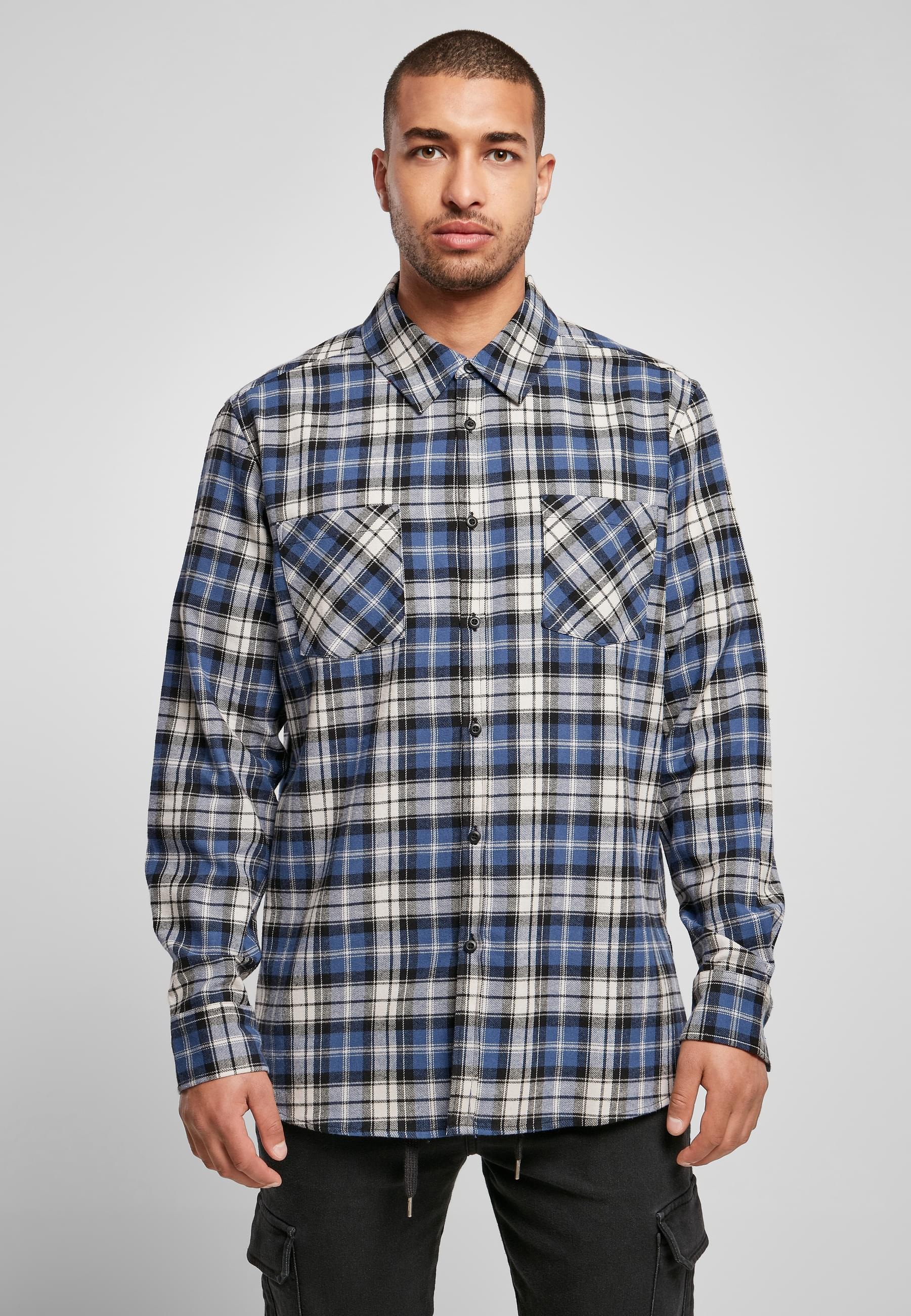 URBAN CLASSICS Langarmhemd »Urban Classics Herren Checked Roots Shirt«, (1 tlg.)