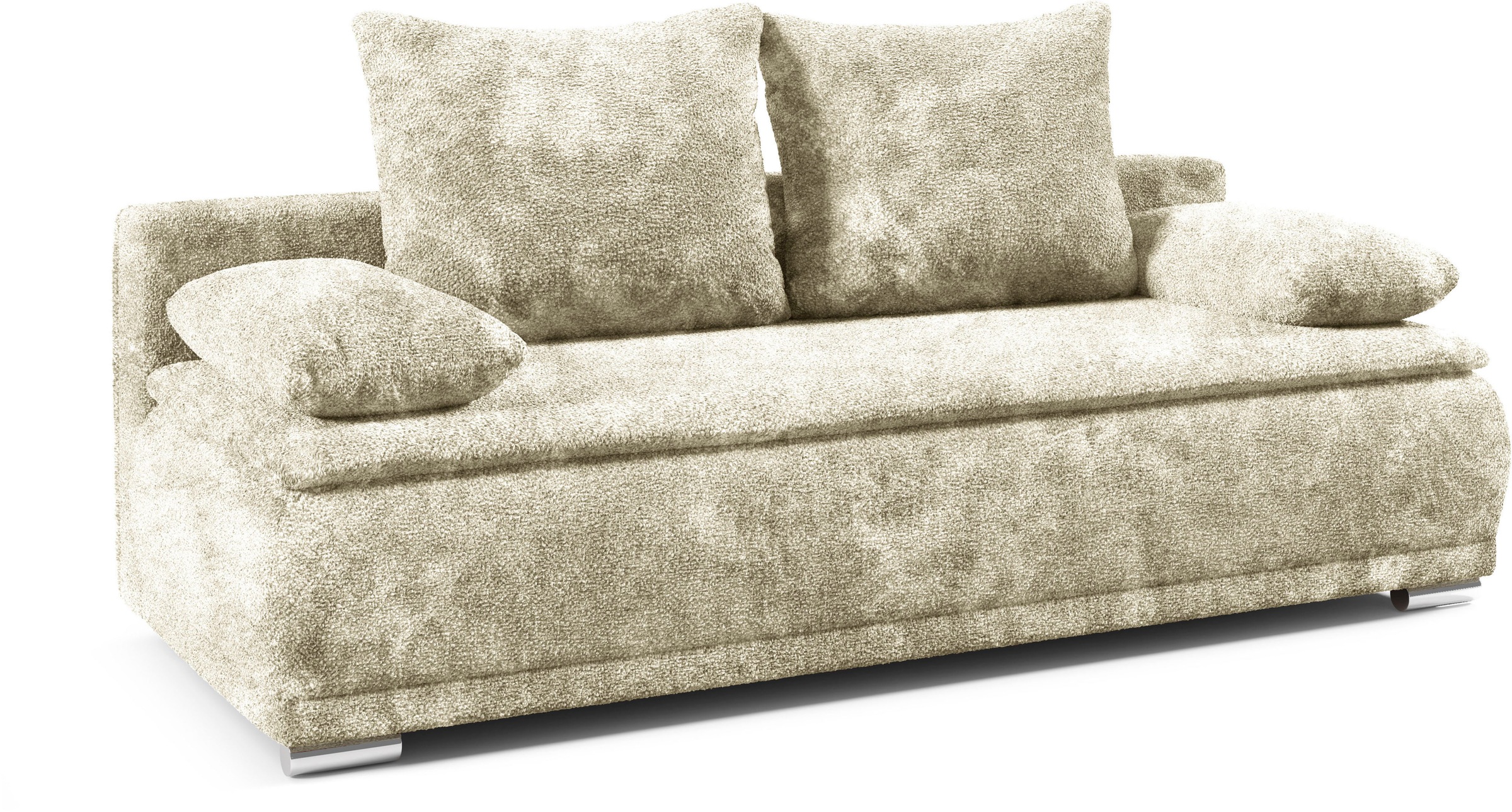 WERK2 Schlafsofa »Biggi, komfortabel & elegant, Schlaffunktion, Bettkasten, Breite 260cm«, inkl. losen Kissen, Bouclé APHRODITE, Natur