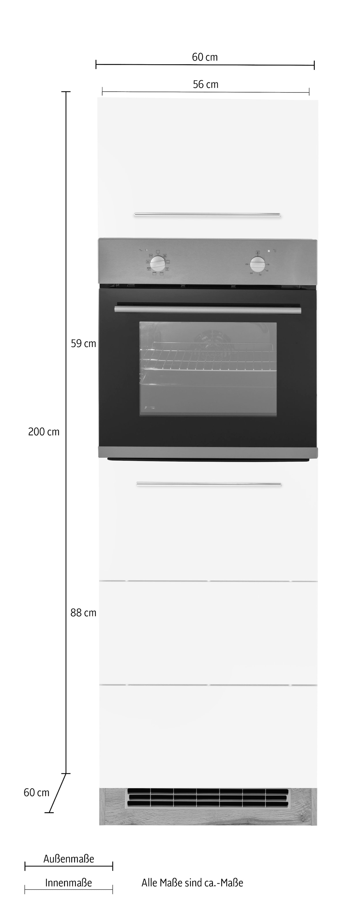 HELD MÖBEL Backofenumbauschrank »Wien«, 60 cm breit, 200 cm hoch, für autarken Backofen