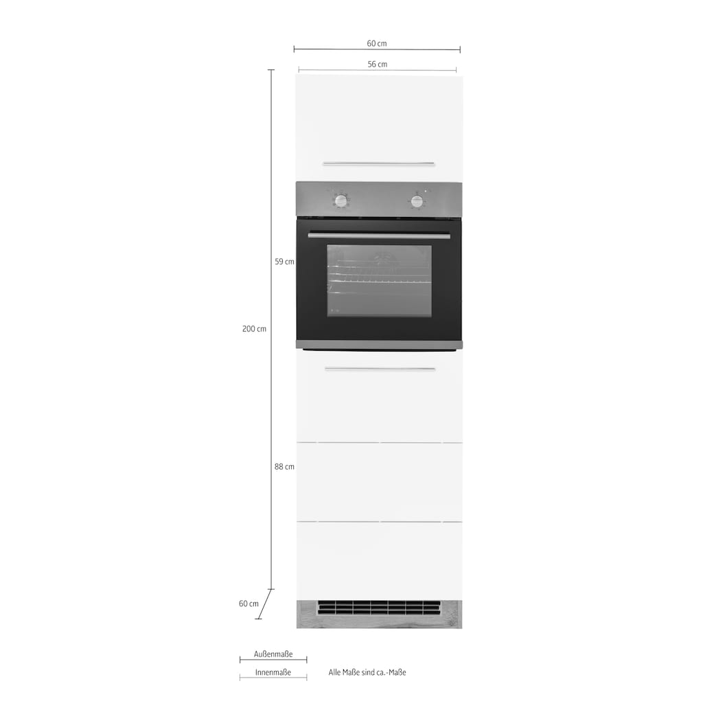 Kochstation Backofenumbauschrank »KS-Wien«, 60 cm breit, 200 cm hoch, für autarken Backofen