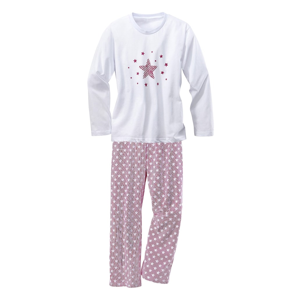 petite fleur Pyjama, (Set, 4 tlg., 2 Stück), modischer Sternendruck auf den Shirts und Hosen