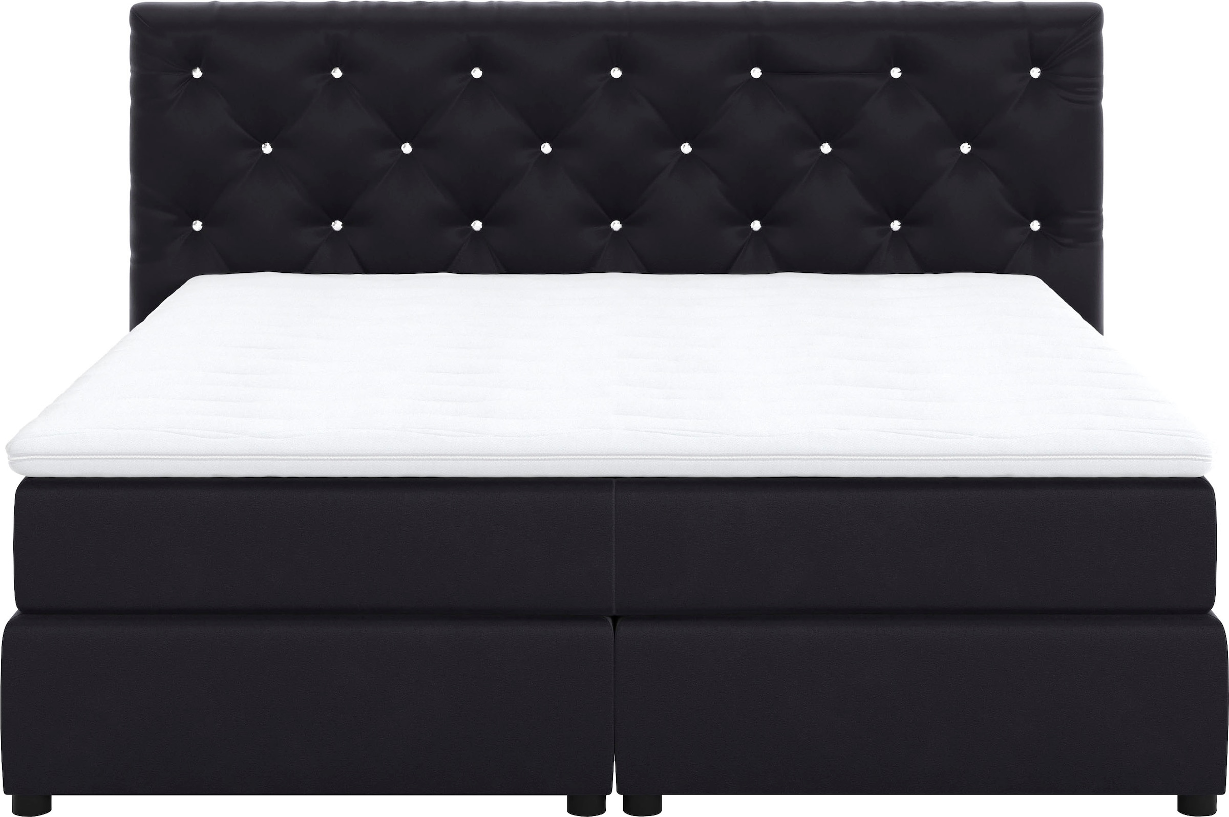 COTTA Boxspringbett »Castle«, mit Strasssteinen im Kopfteil, inkl. Topper