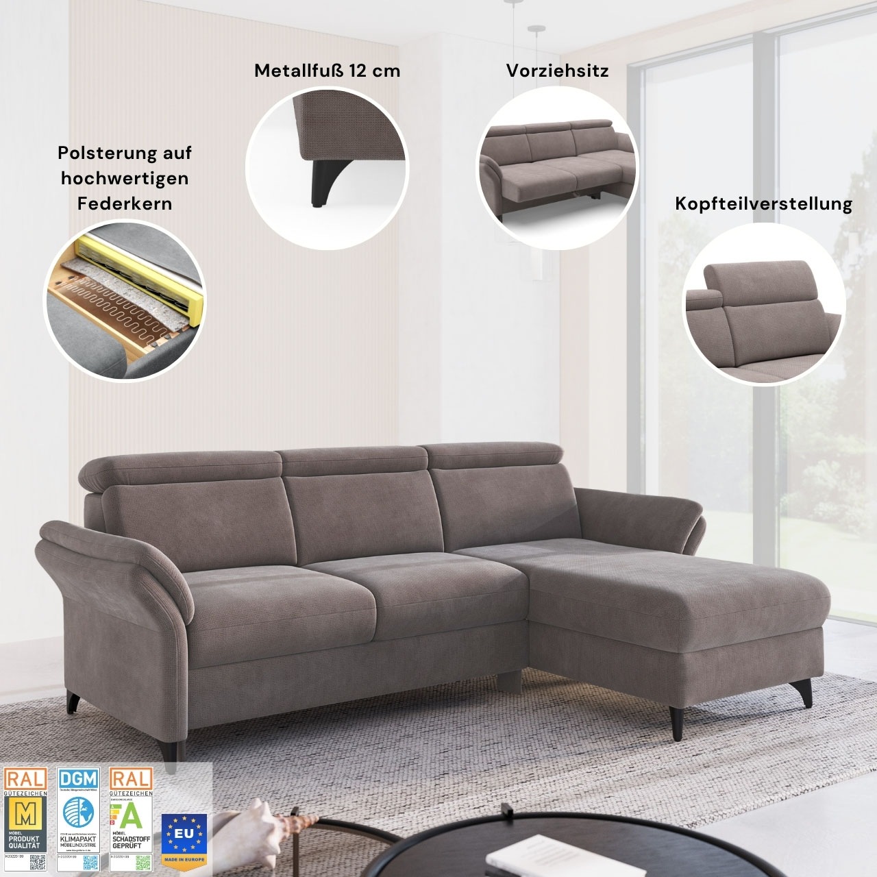 Sit & More Glendale U-Shape Sectional Sofa olive 3