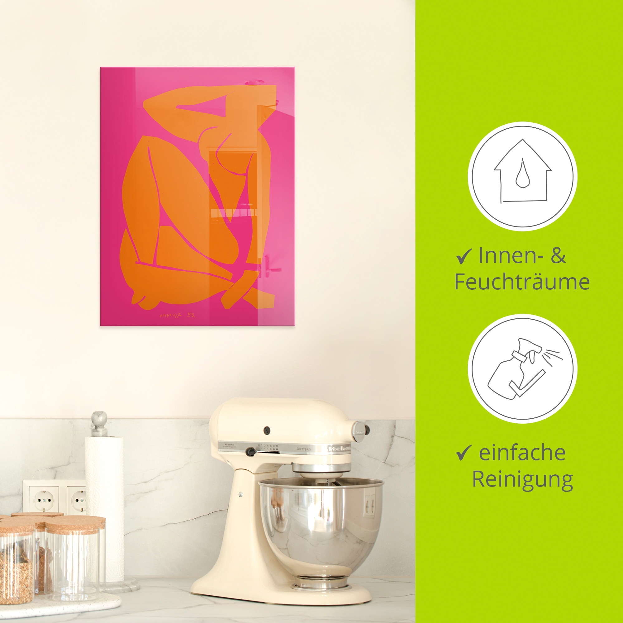 Artland Glasbild »Nu bleu III. 1952« Bilder von Frauen 1 Stk. tlg. in verschiedenen Größen