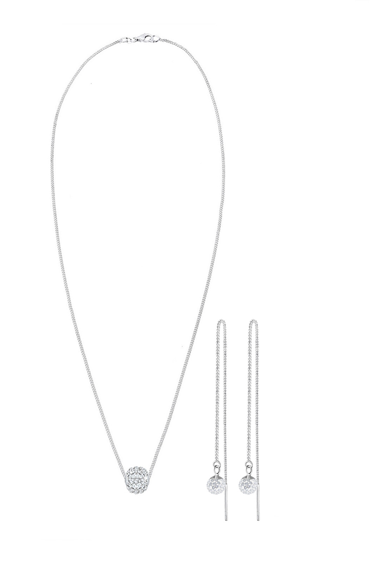 Elli Schmuckset »Set mit Kugel Glass Kristalle Weiß 925 Sterling Silber«