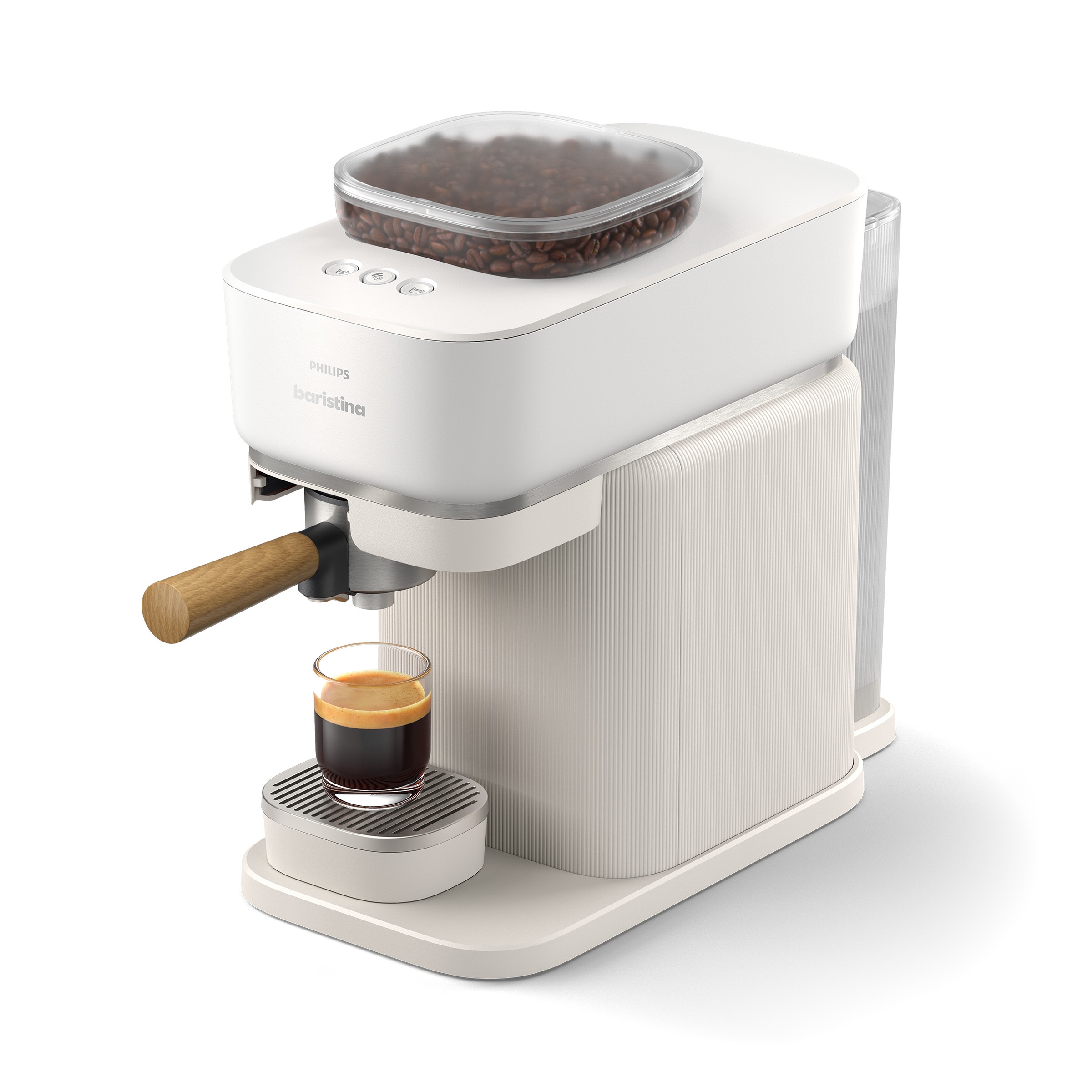 PHILIPS baristina Espressomaschine »BAR302/20 mit Mahlwerk für ganze Bohnen«, 16 bar Pumpendruck, Naturweiß/Eschenholz