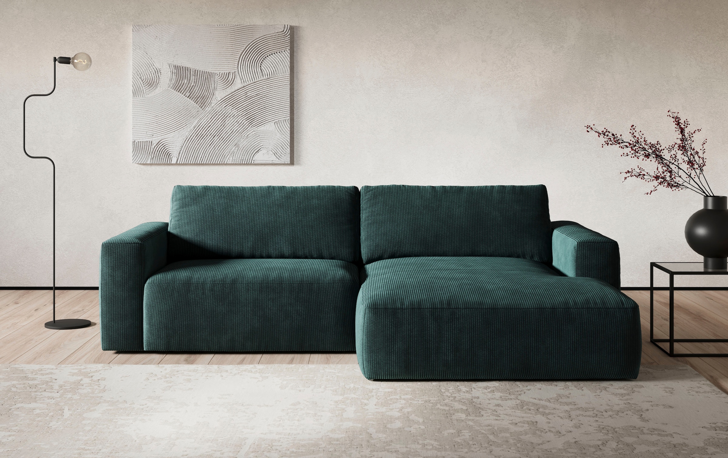 COTTA Ecksofa "Lasso L-Form, B: 288 cm, XL Sofa, Top Modern" XL Recamiere B:114 cm, bequeme Wellenunterfederung, viele Stoffe
