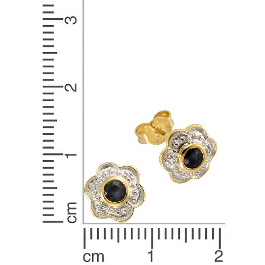 Firetti Paar Ohrstecker »Schmuck Geschenk Gold 375 Ohrschmuck Farbstein Edelstein Blume«