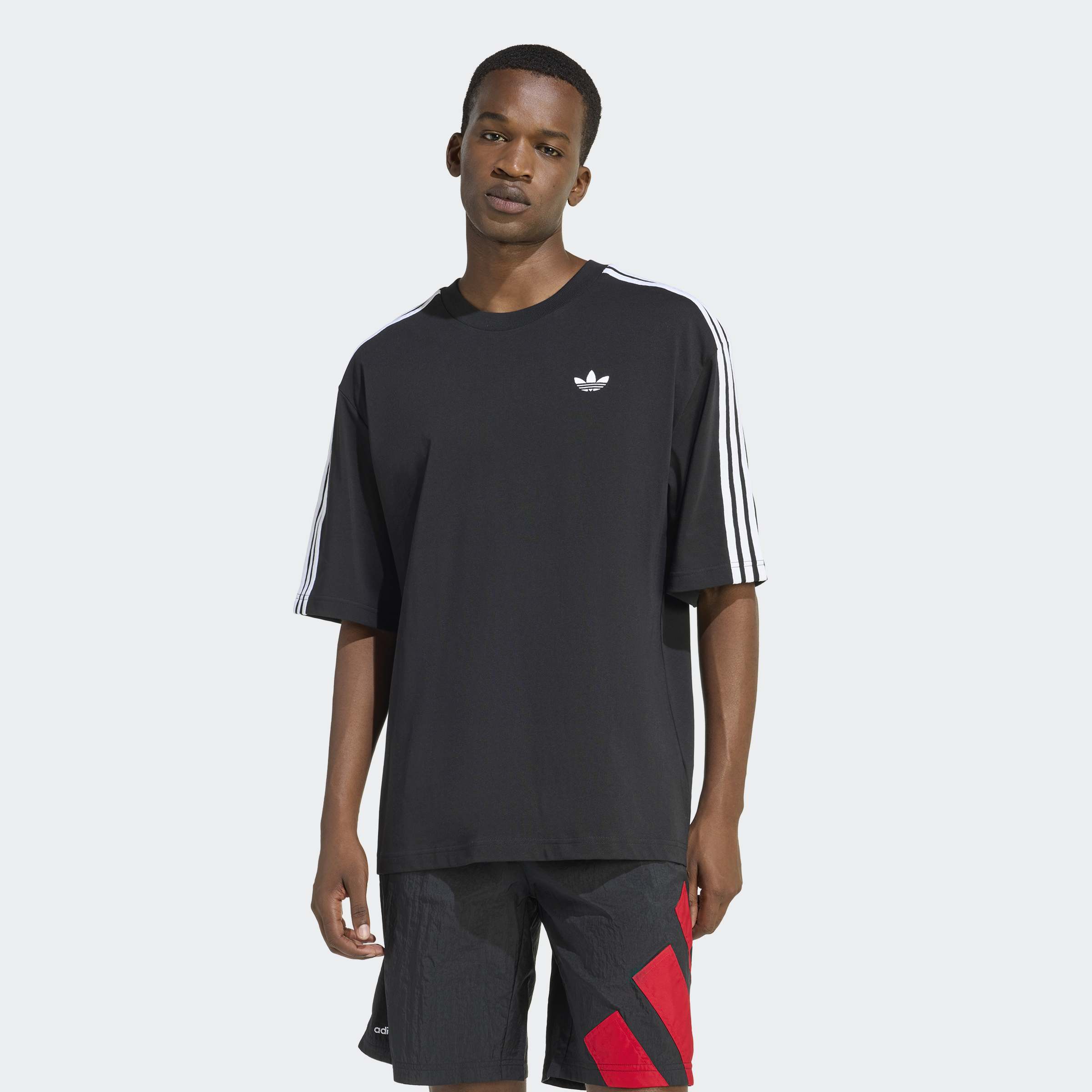 adidas Originals "ADICOLOR 3-STREIFEN OVERSIZE" mit Rundhalsausschnitt, ohne Verschluss, aus Baumwolle