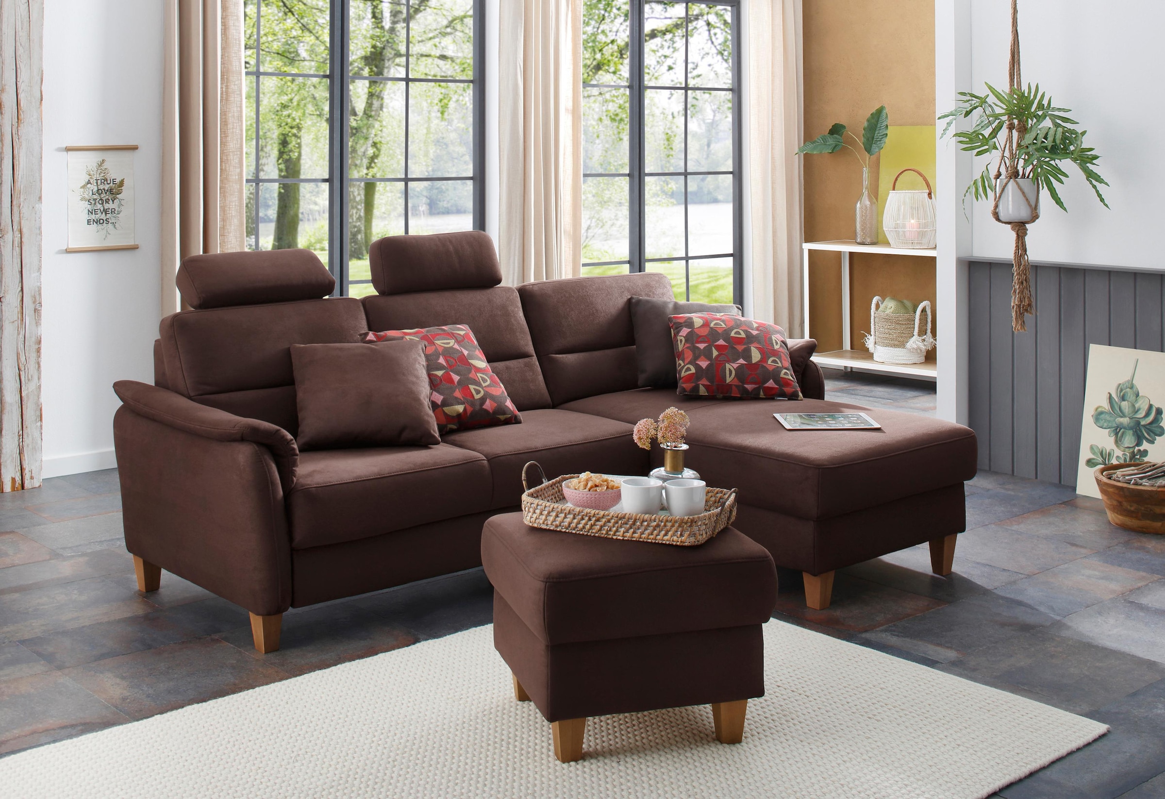 Home affaire Ecksofa "Palmera L-Form, B: 244 cm" optional Bettfunktion & Be günstig online kaufen