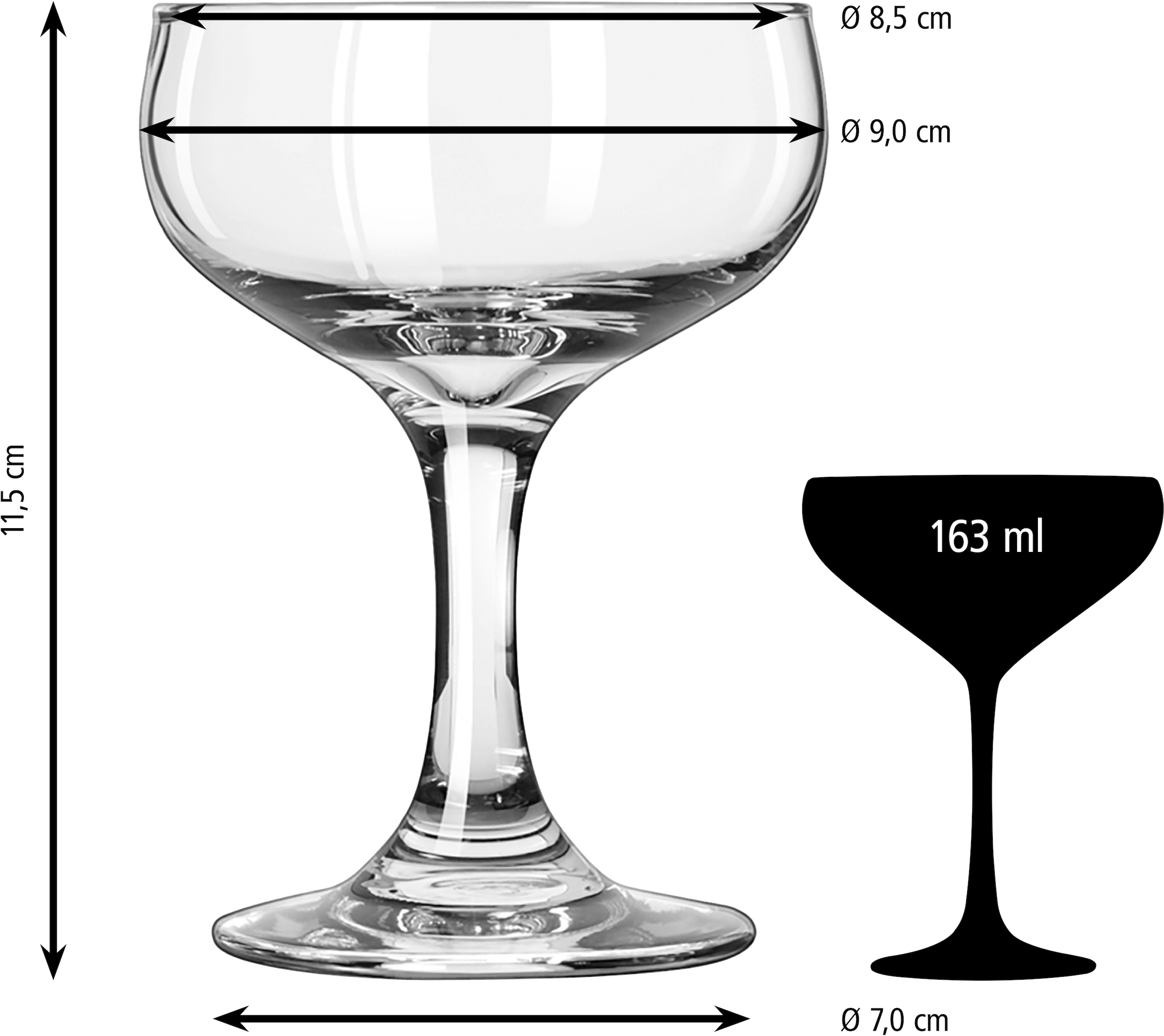 LIBBEY Gläser-Set »Coupe Glas -EMBASSY- 163 ml, Ø 8,5 cm, H: 11,5 cm, 12er Set«, (Set, 12 tlg.), hochwertig verarbeitet, im modernen Design